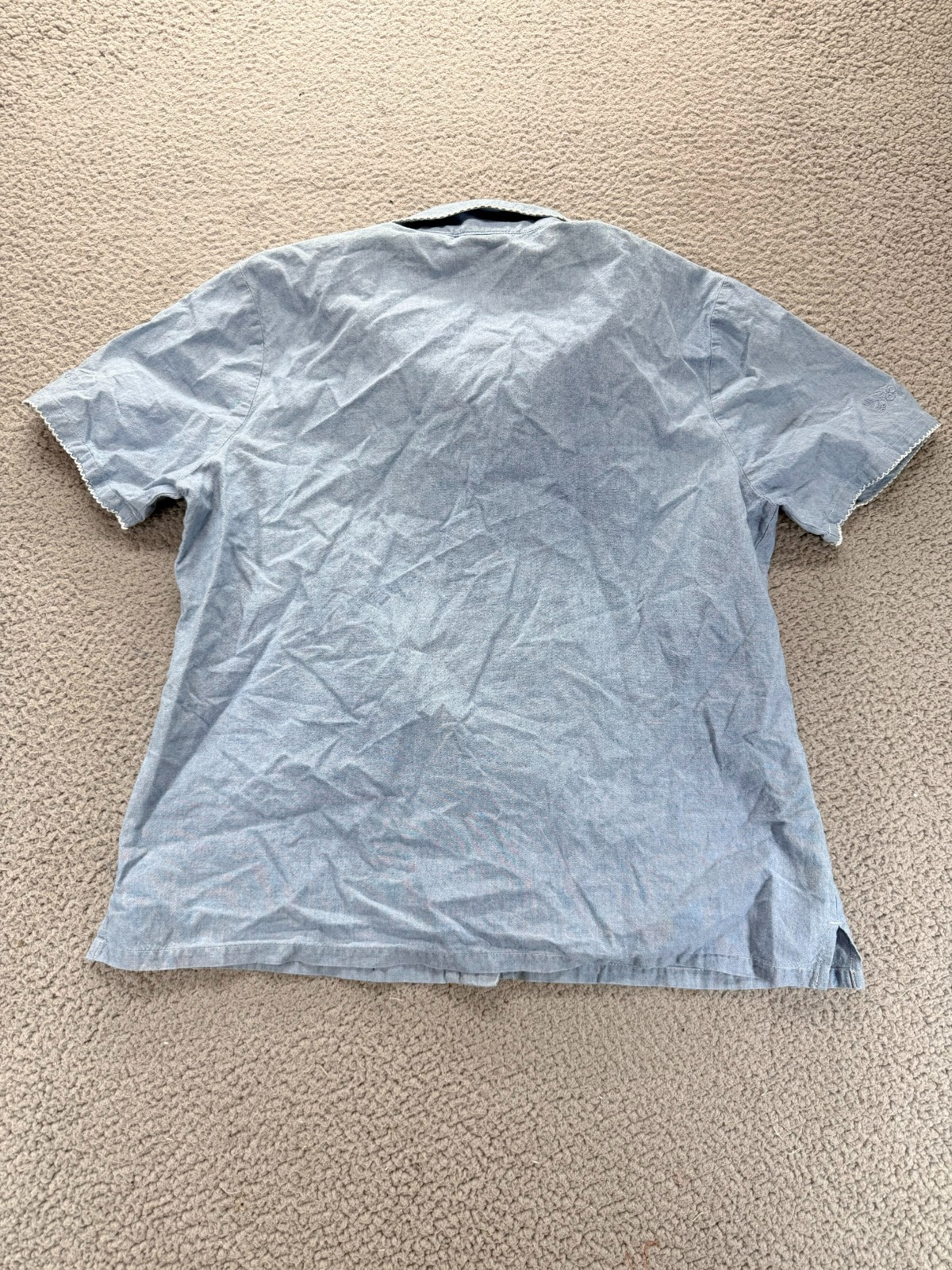 Vintage 90s Y2K Classic Elements Button Up Womens L Blue Ric Rac Trim Chambray