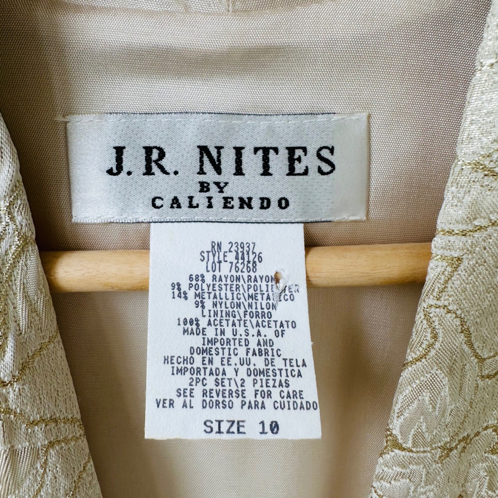 Vintage 80s J.R. Nites by Caliendo Gold Floral Brocade Evening Metallic Blazer