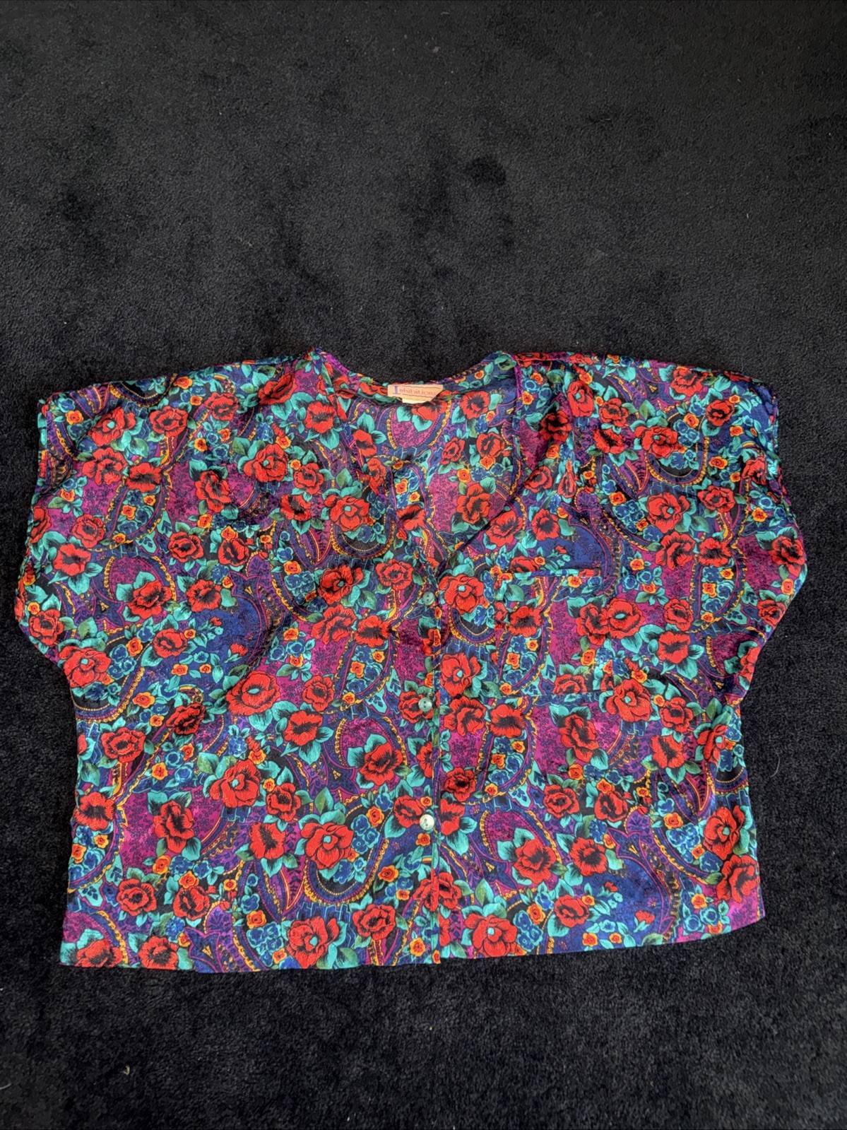Vintage Bundle Of 4 Late 1980 1990s Satin Floral Pajama Top Blouse Size m/L