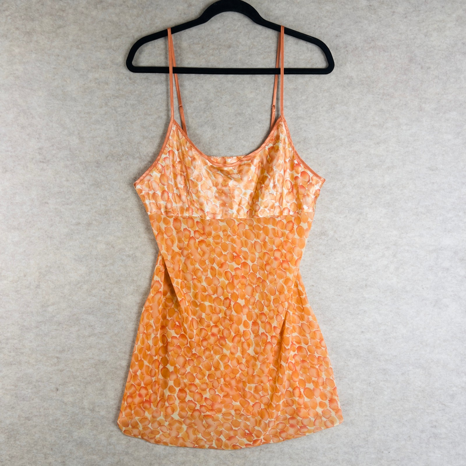 Vintage Inner Most Slip Dress Sz L Orange Polka Dot Babydoll Mini Evening