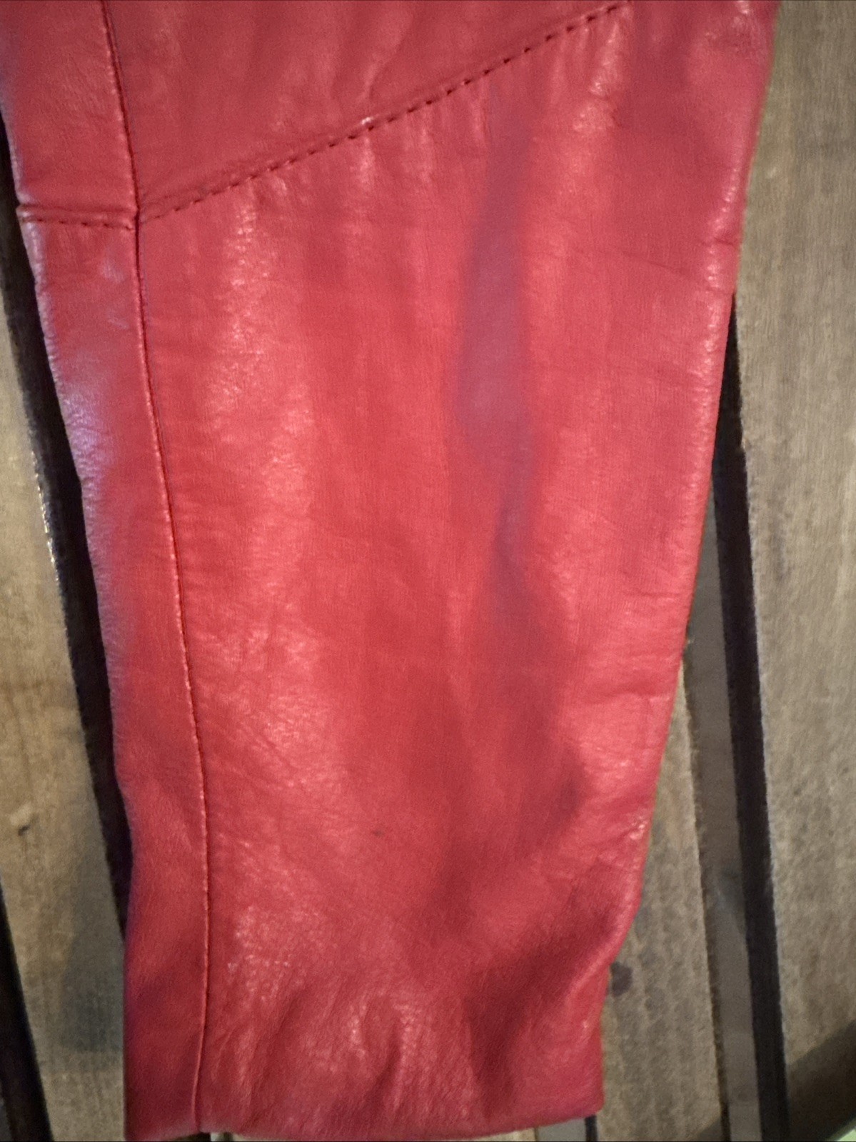 Vintage 1980’s Notorious Women’s Red Leather Cropped Jacket Size S