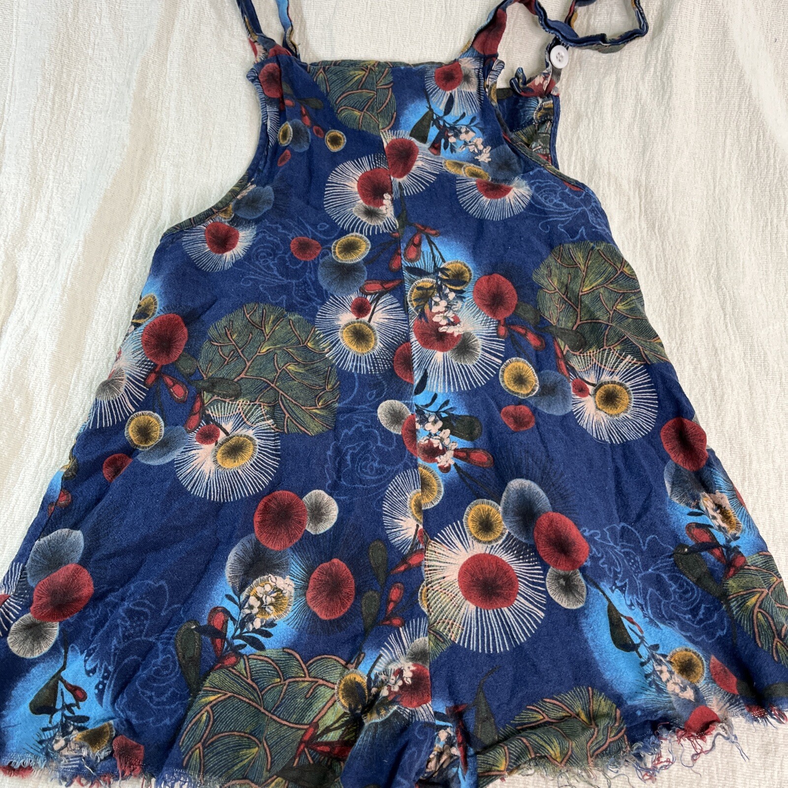 Boho Romper Cottage Hippie Fairy Core Emery Rose Sz M Pockets Distressed Hem