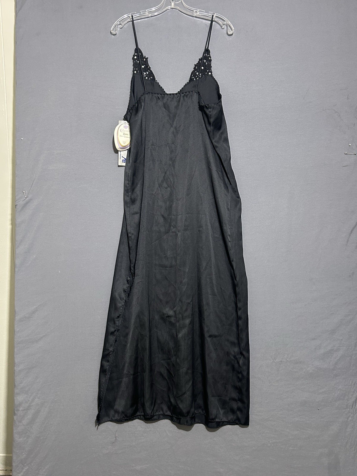Cinema Etoile Nightgown/Slip Dress Sz Large Black Side Split