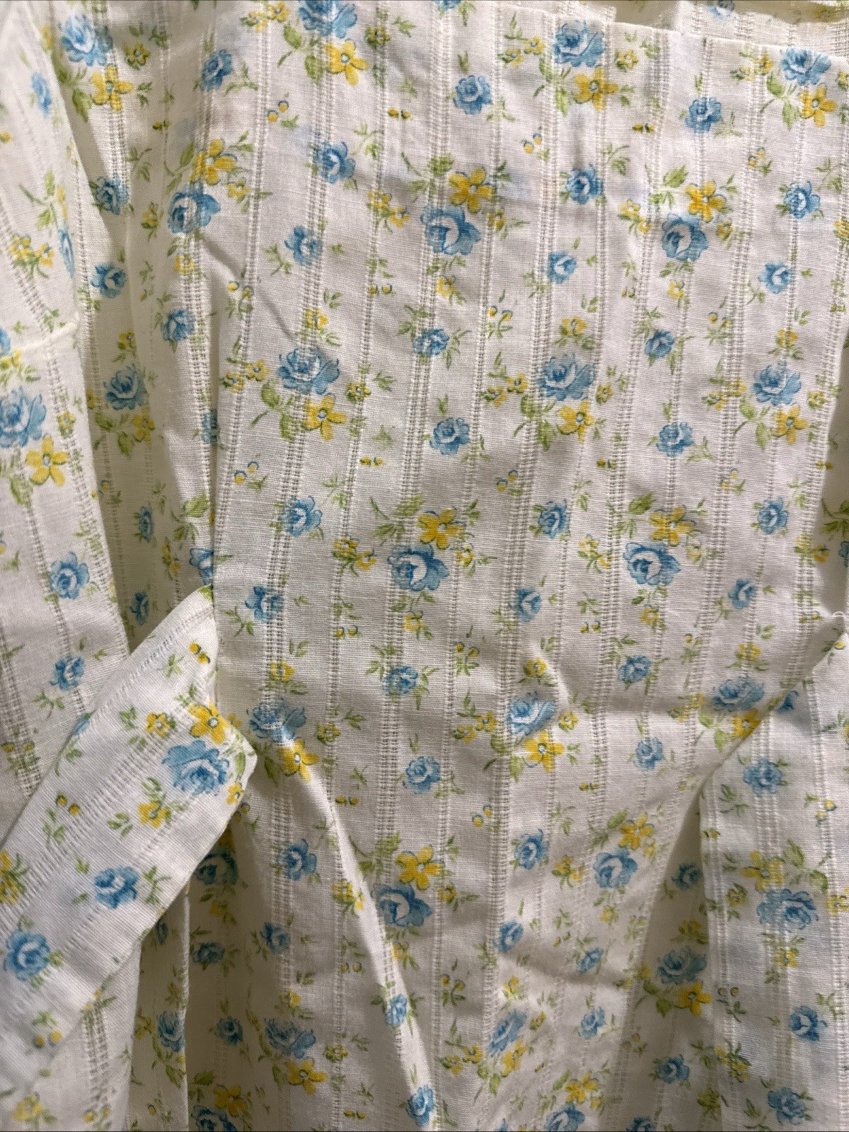 Vtg 70s Smock Shirt Dress Floral Cottagecore Country Fairy Hippy