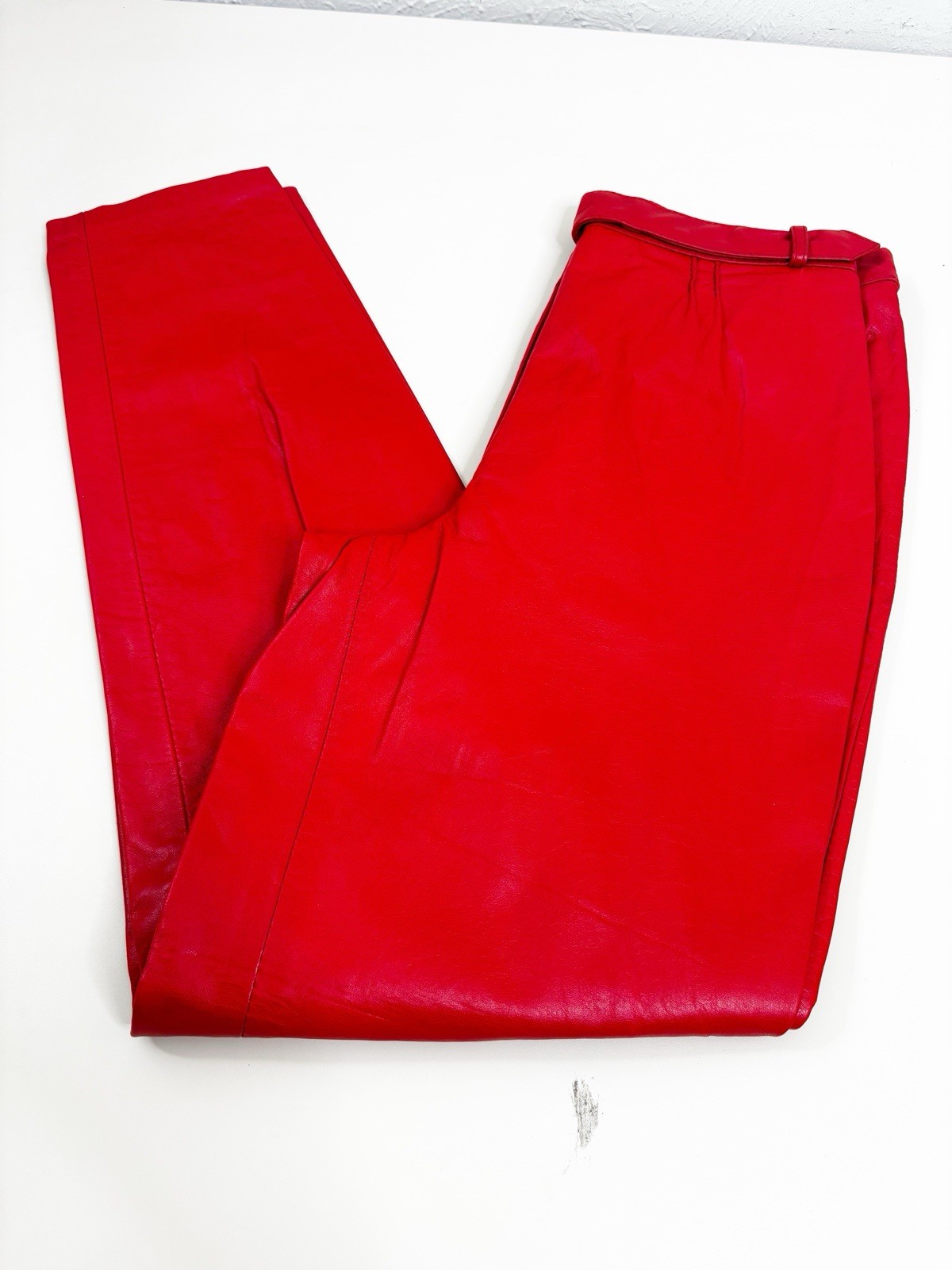 VTG Red Leather Argentina Pants (Actual Size 24×27) High Rise Taper Leg EUC