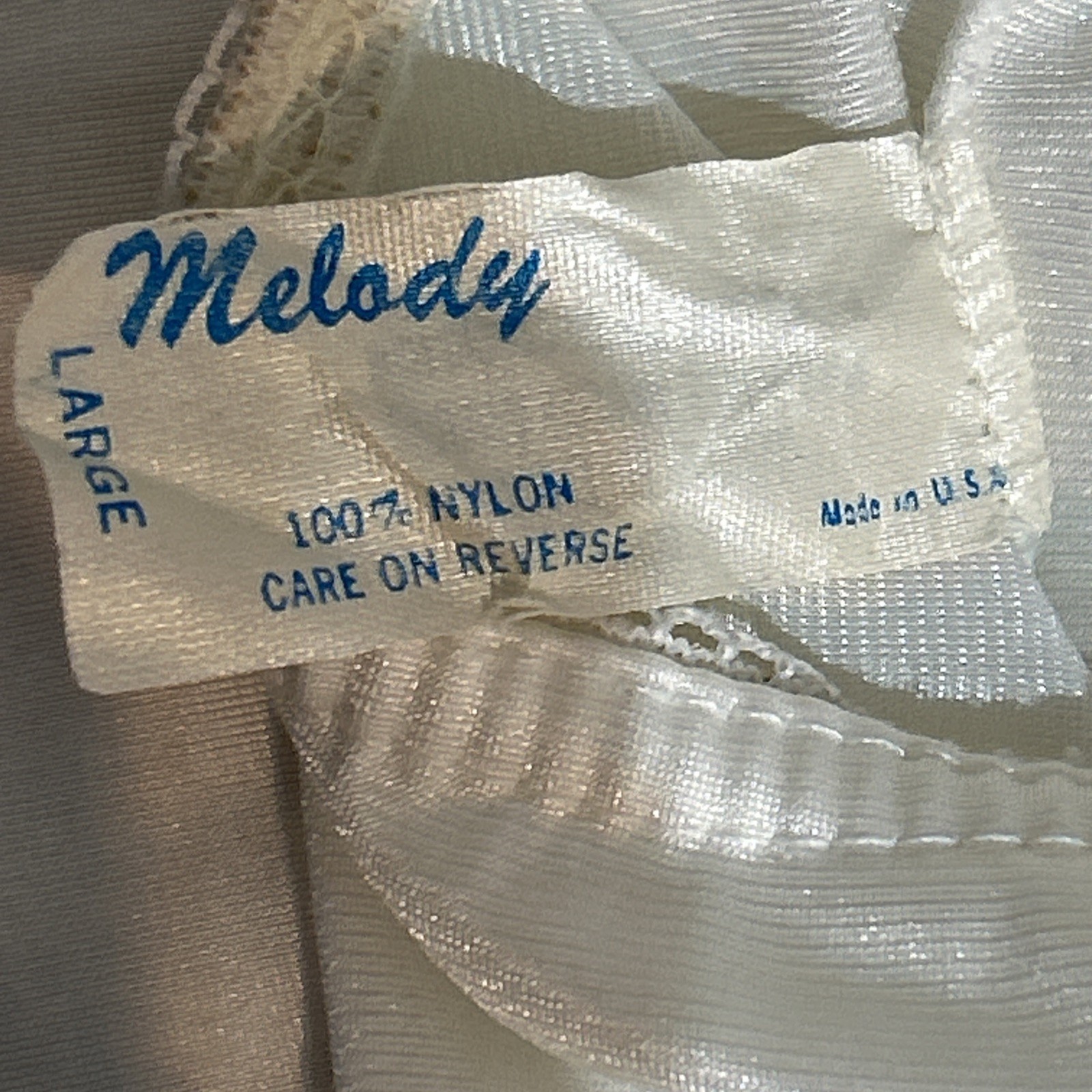 White MELODY Slip Bottom Size Large 27″ W/Lace Trim Lingerie 1950s/60s Vintage
