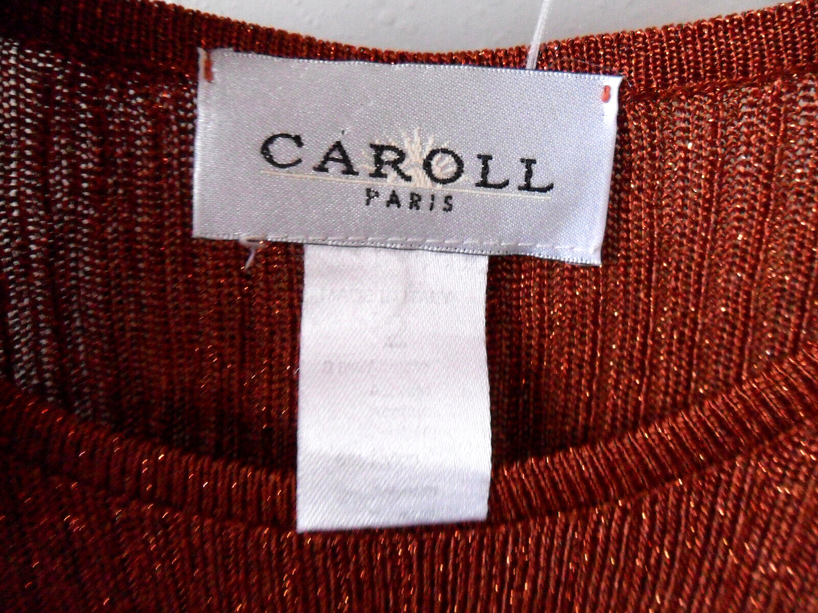 Vintage 90’s CAROLL Paris Metallic Rust Color TOP Short Sleeves, Size 2 or Large
