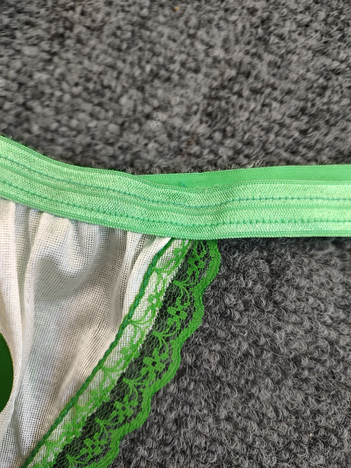 80’s Vintage Panties St Patrick’s Day Shamrock Tanga Thong Back Nylon Retro M/L