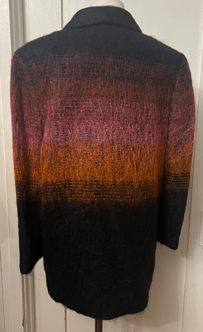Vtg 80s Emil Rutenberg Mohair Woven Gradient Ombres Coat Jacket Women Size Small