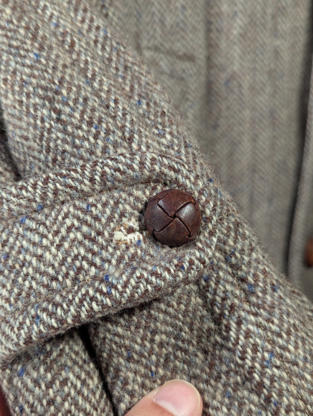 Vtg 1950s John Wanamaker Coat 100% Wool Harris Tweed Handwoven Scotland Brown XL