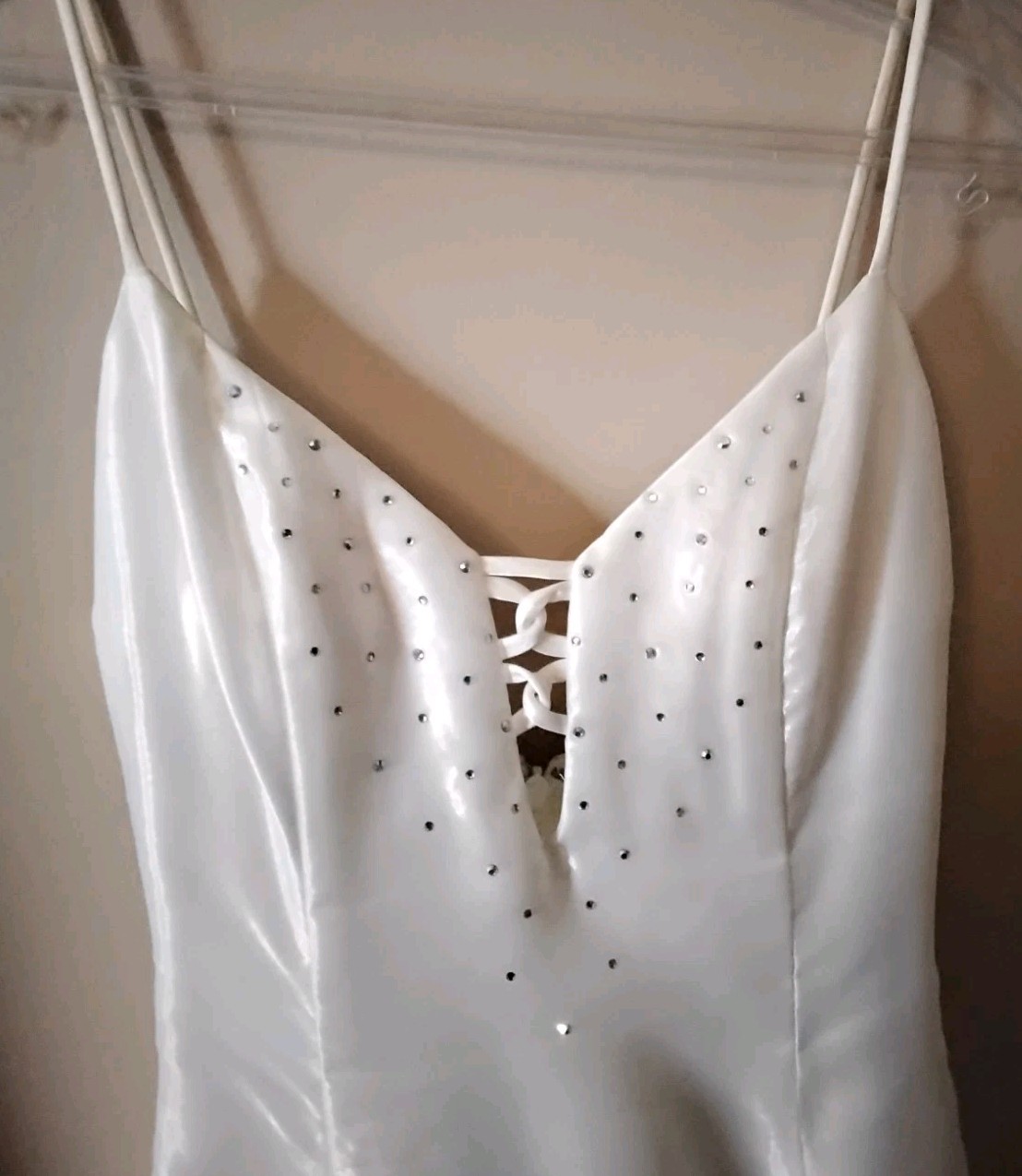 Vintage Gunne Sax Jessica McClintock White Gown w/ Rhinestones On Bodice Size 1