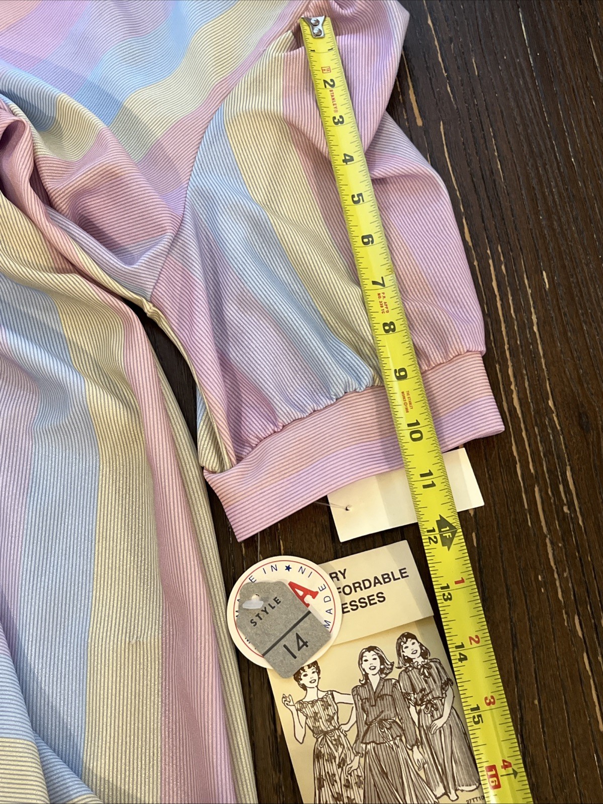 Vtg Pin Up Rockabilly Belted Pastel Stripe Dress Fit Flare Retro Med/L Swing USA