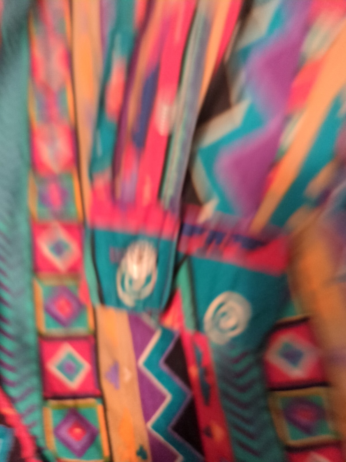 Vintage 80s RODEO Western Wear Womens L Southwestern Aztec Yoke Cotton Shirt