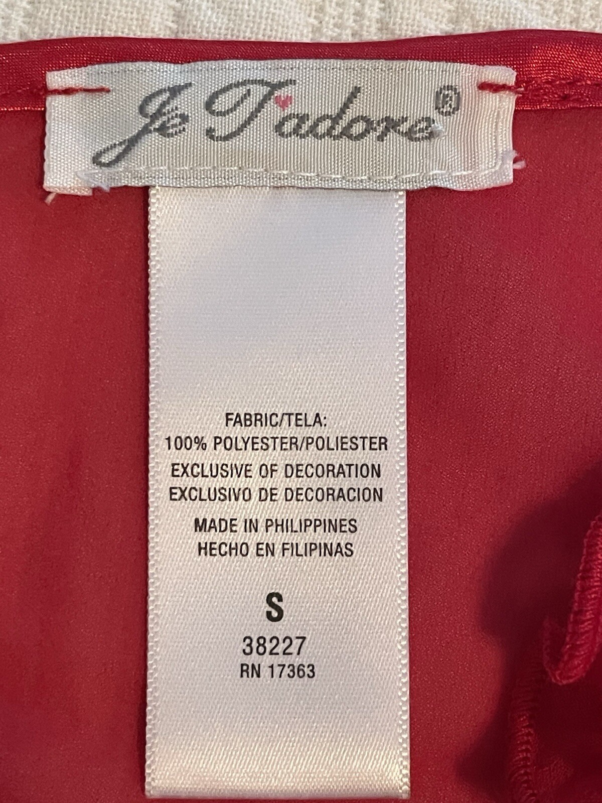 VTG Je Tadore Red Ruffle Bodice Sheer Camisole Top Lingerie Size S