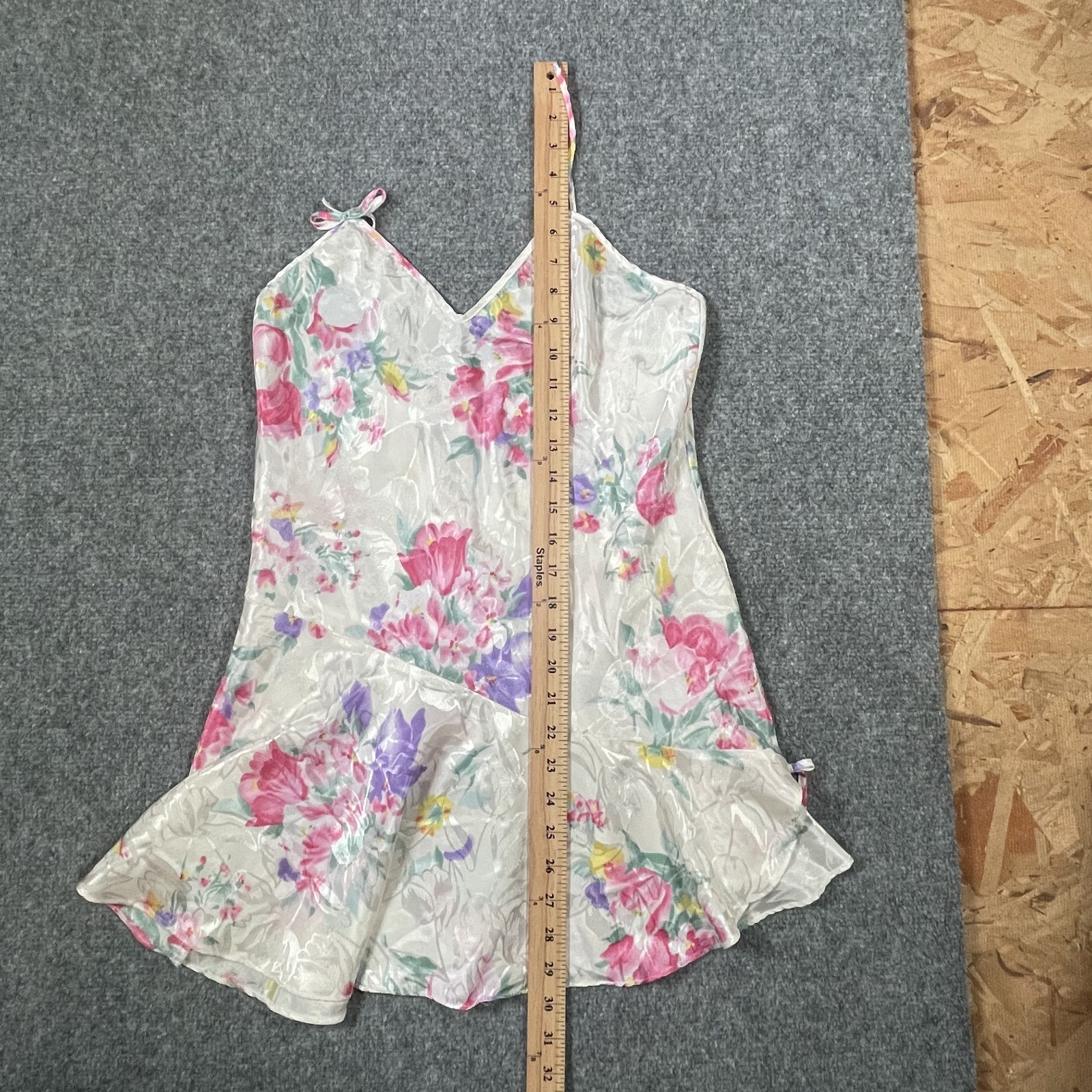 Vintage Jaquard Satin Nightie White Floral Chemise Fantasies Morgan Taylor Cutes