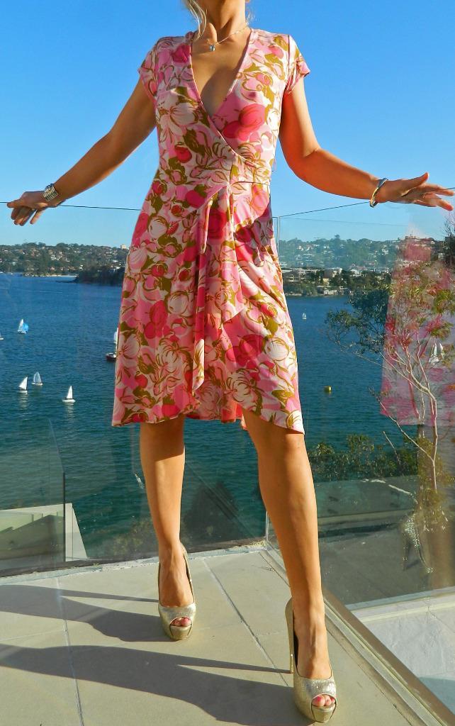 VINTAGE Stitches Petites Sassy Resort Glam Wrap Retro Dress
