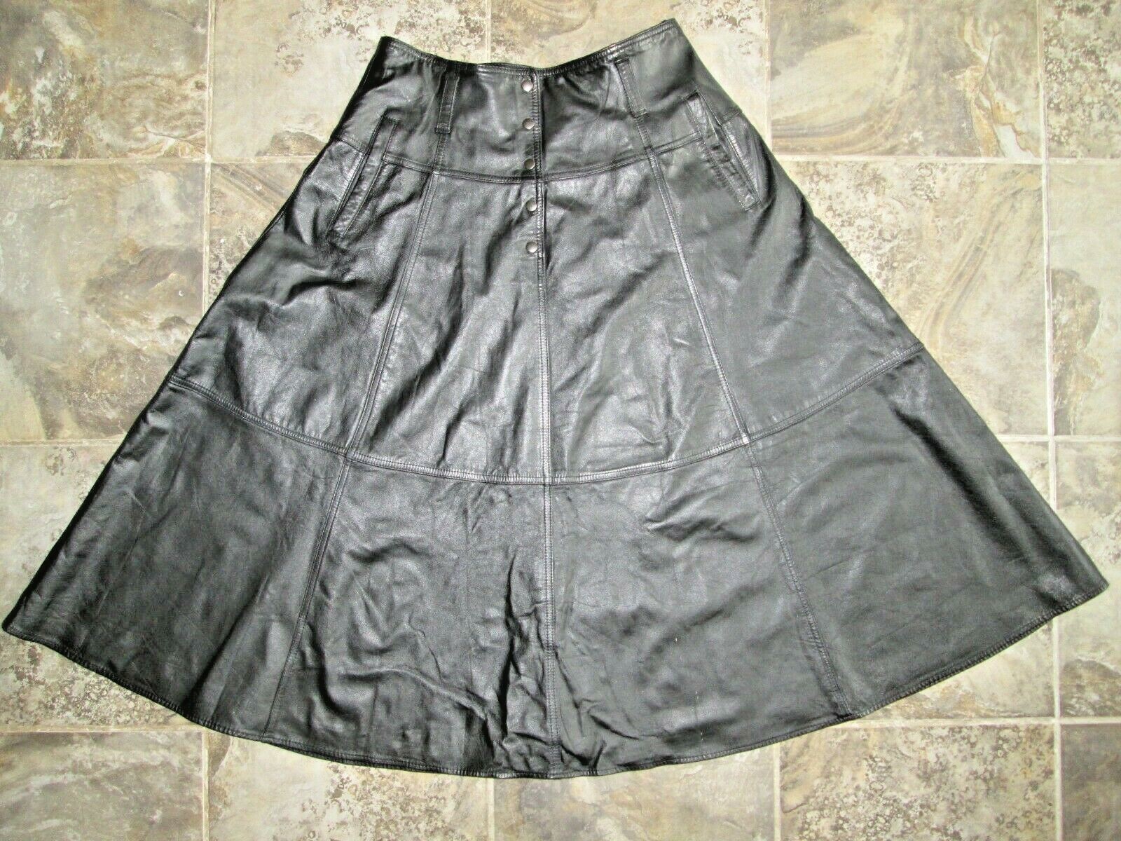 Vintage Together! 16 100% Genuine Leather Skirt 32 High Waist Maxi Long Snaps