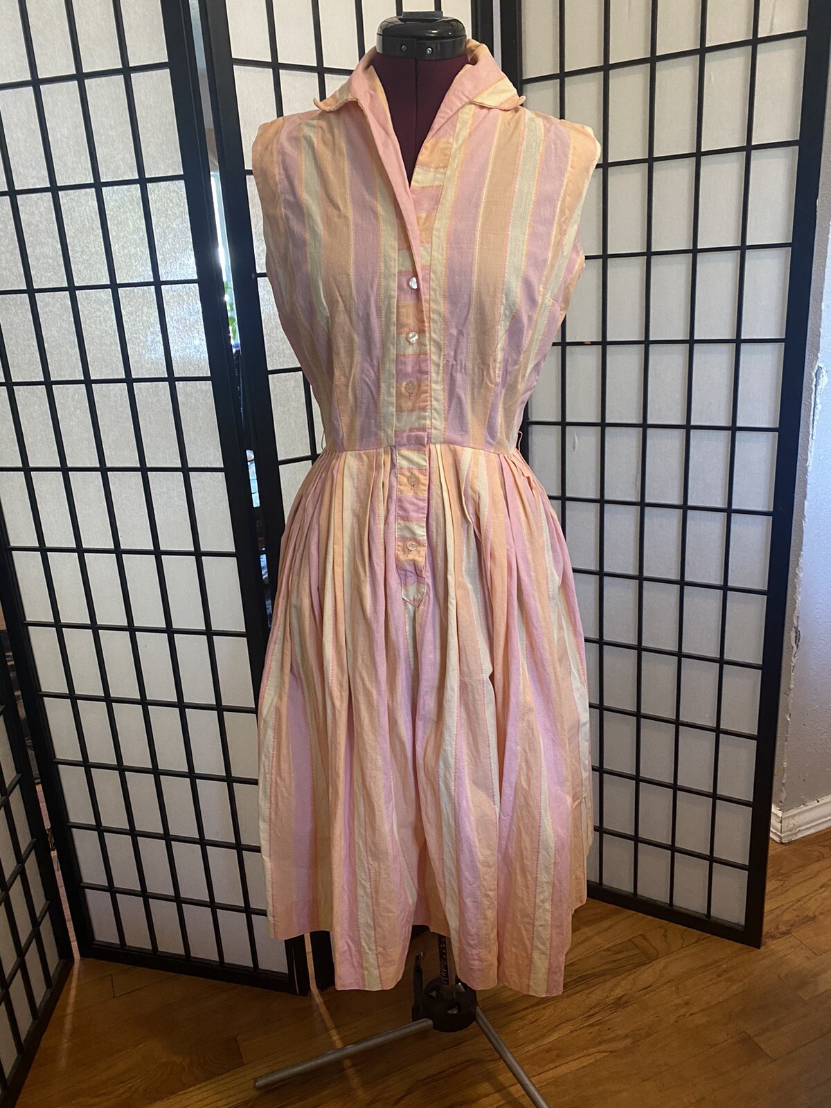 Vintage 1950 Pink/Orange New Look Dress SZ 2