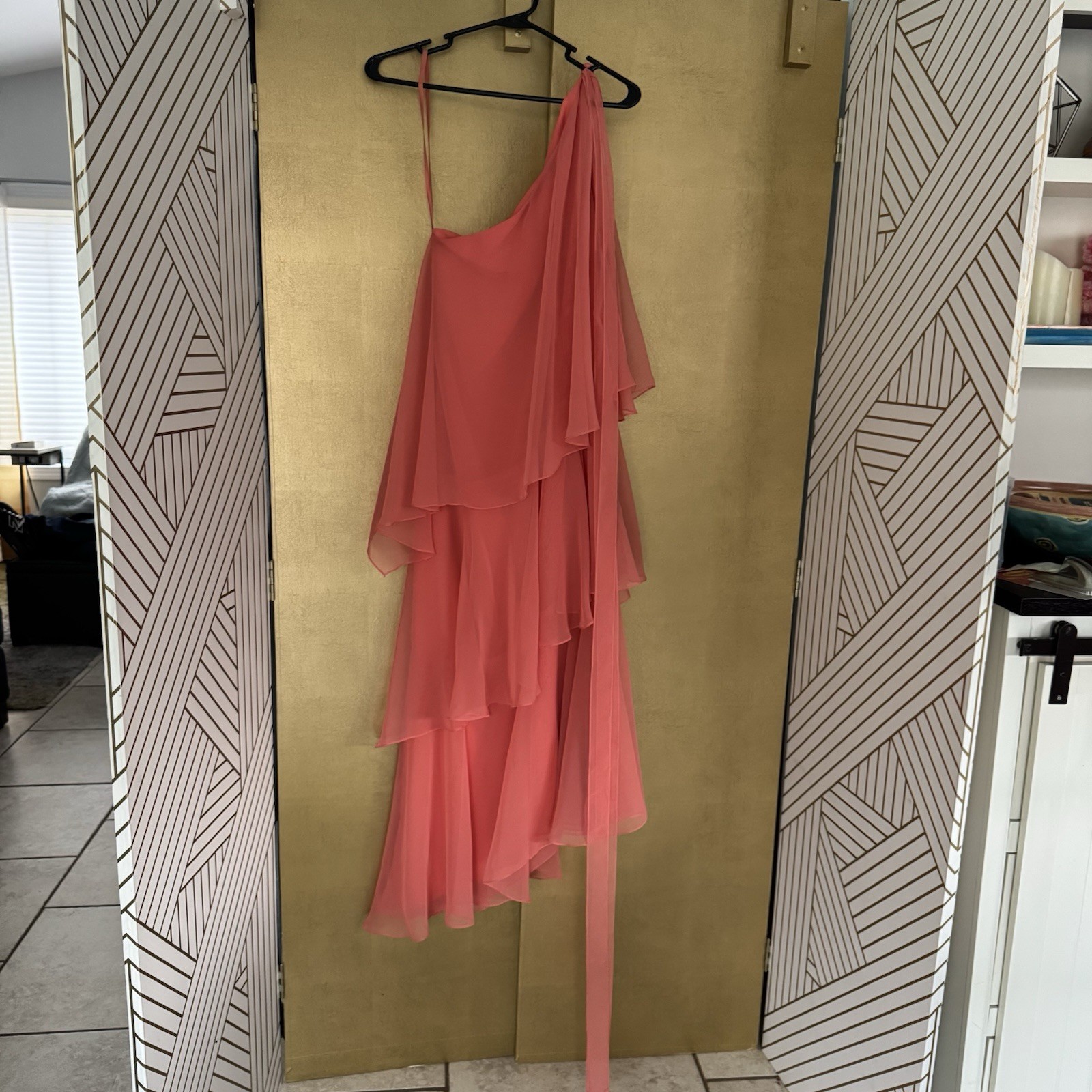 Vintage 1960s Designer Marita by Anthony Muto Evening Dress Orange Handmade Tier