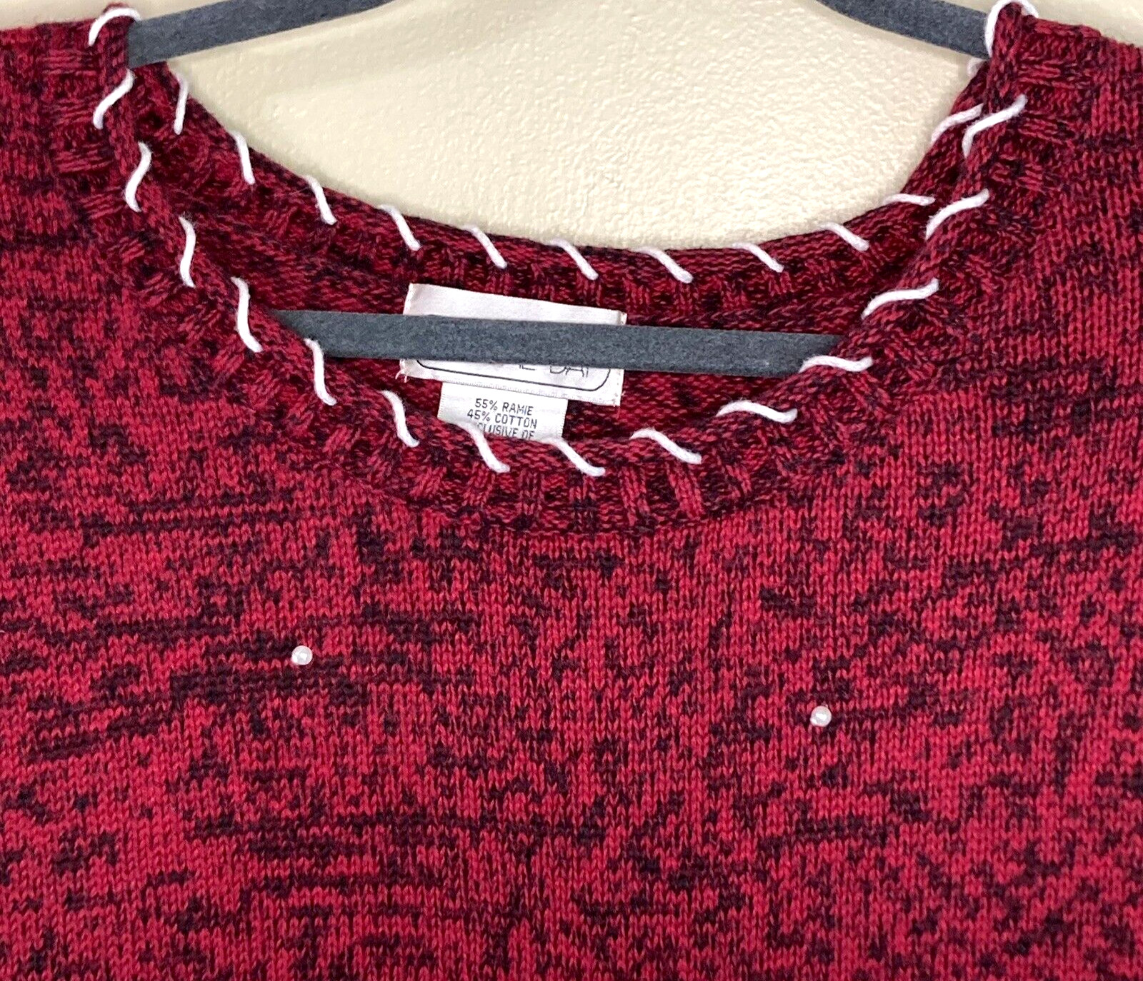 Mandal Bay Christmas Sweater Party Knit Top Snowman SnowFlakes Beaded Size XL
