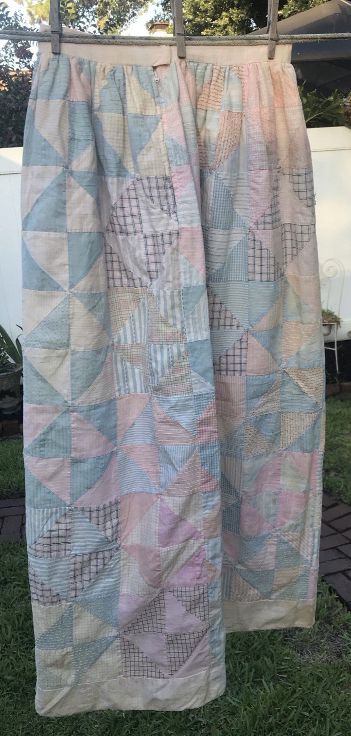 Vintage Quilt Hand Stitched Skirt Lined CutterUpcycle Recycle AS IS