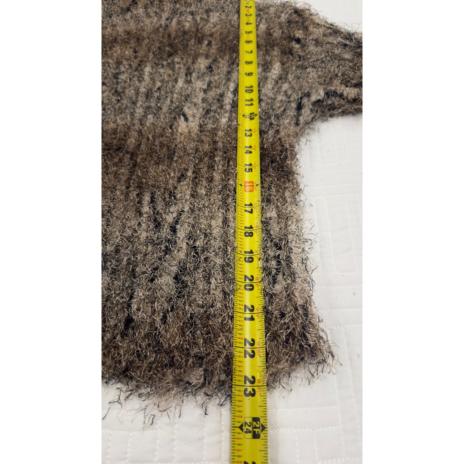 Jacobson’s Vintage Eyelash Knit Sweater Brown Black Fuzzy Mock Neck Large