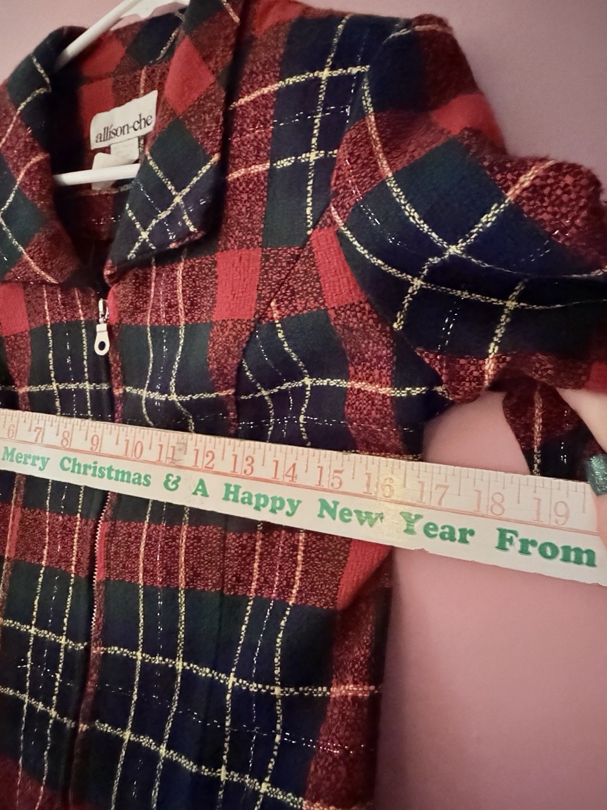 Vintage 90s Plaid Blazer Jacket Fitted Crop Shacket -Bold Bright Zip Up Holiday