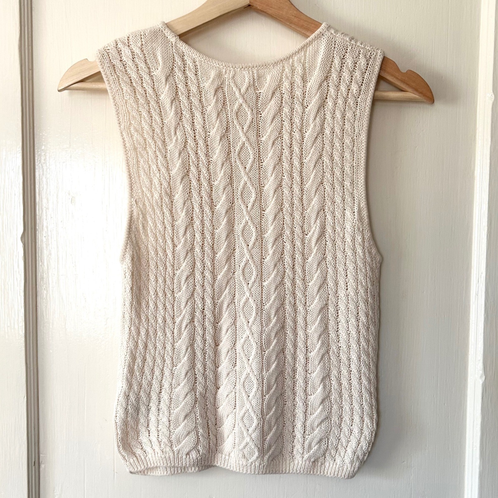 Reformation Ginetta Linen Blend Novelty Sweater Tank Cream XS Old Money Coastal