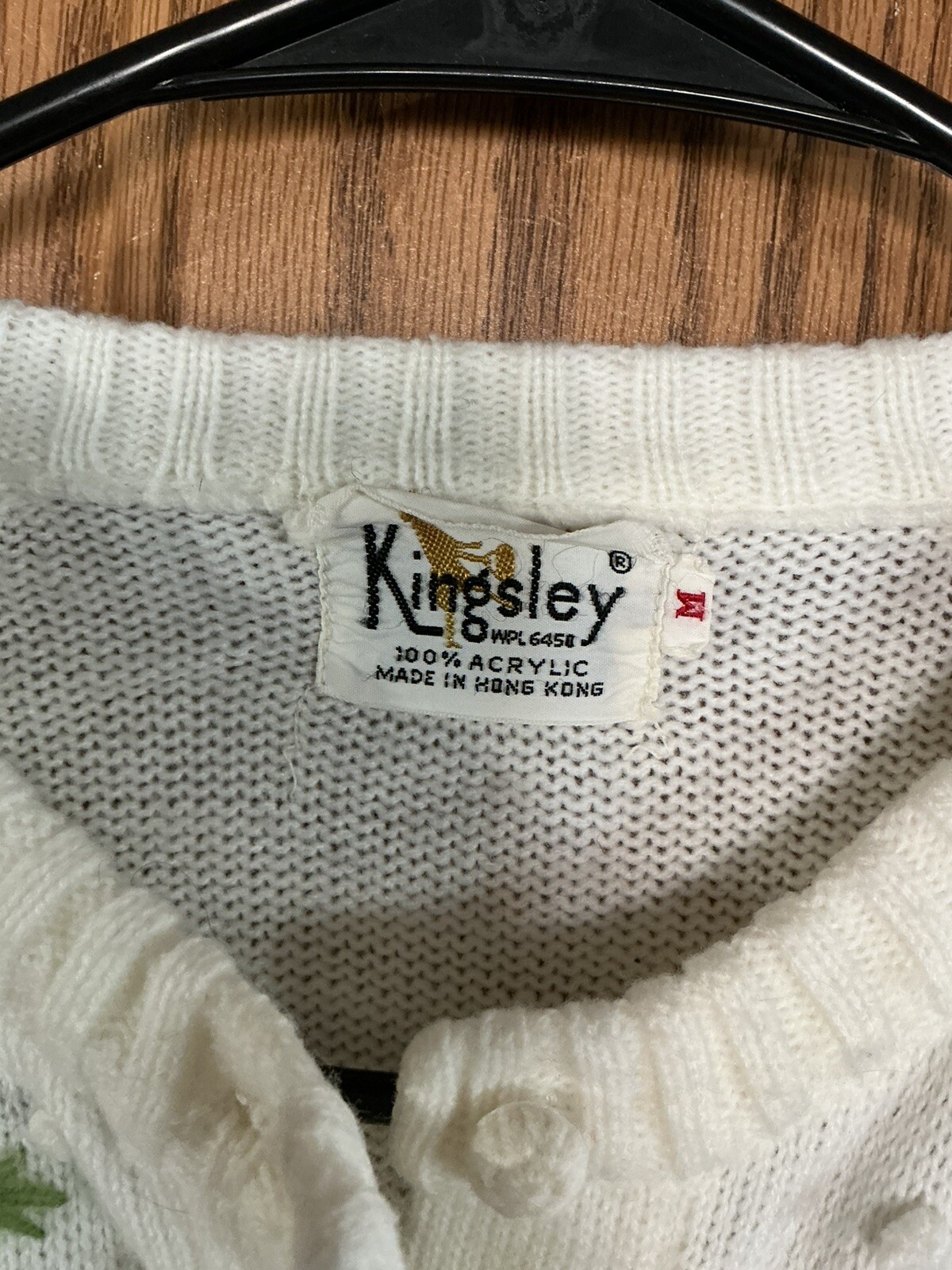 Vintage Kingsley Cardigan Sweater Medium VGUC White Floral Design