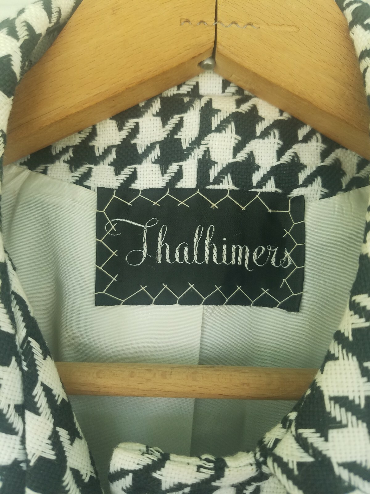 Womens Houndstooth Peacoat Jacket Vintage 50s 60s S/M Thalhimers Union Made