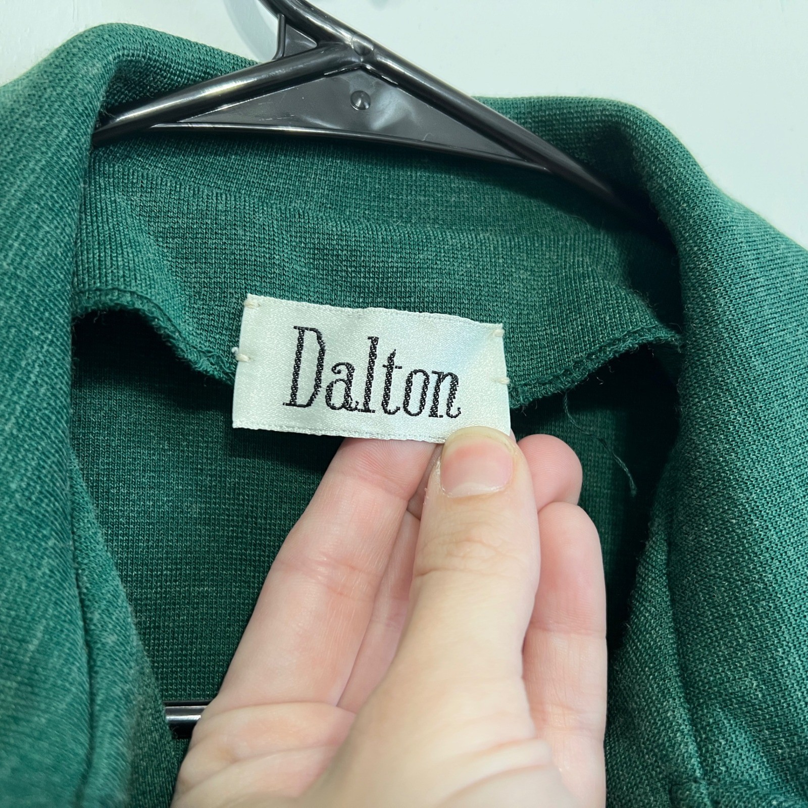1970s Dalton Blazer Jacket Womens 16 Green Vintage Knit Suede Trim Colorblock