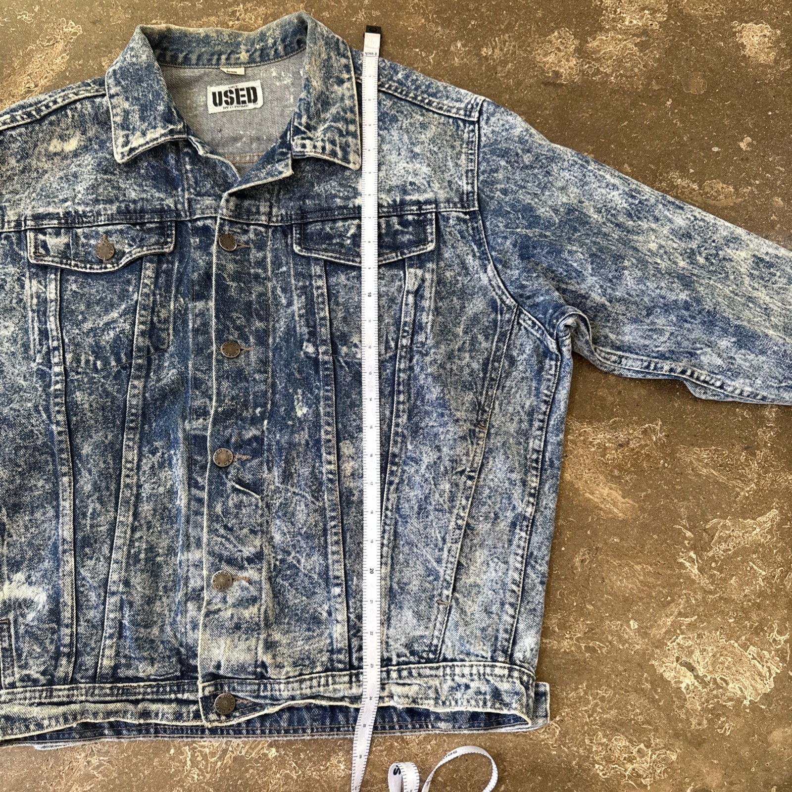 GET USED by ELIE Denim Jean Jacket VTG 90s Acid Wash Patchwork Medium