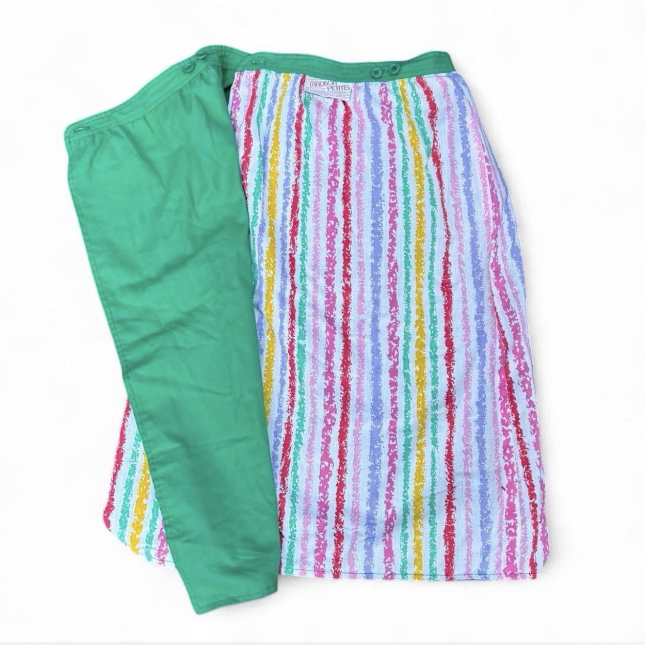 Vintage 80’s Rainbow Candy Brushstrokes Reversible Skirt Retro Crayon Bright