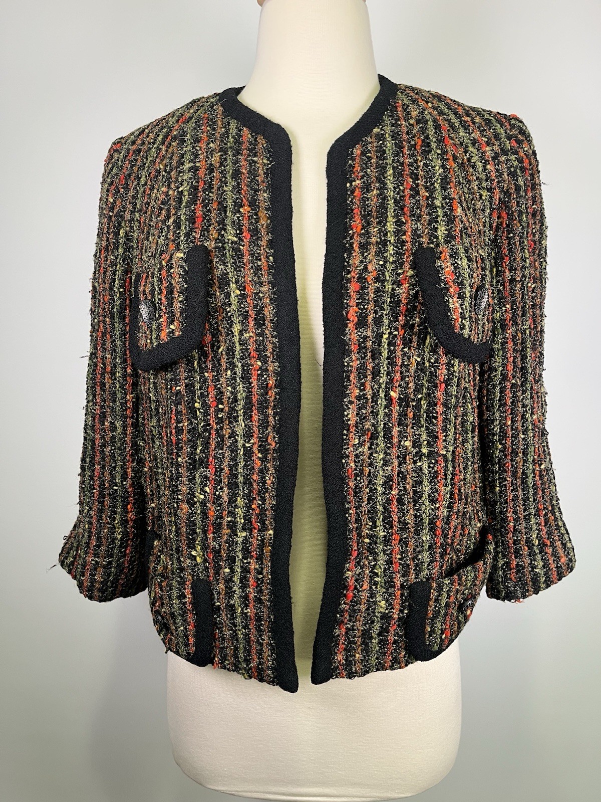 VTG 50s Lesur Paris Fabric Custom Boucle Jacket Tailored Cropped Tweed Designer
