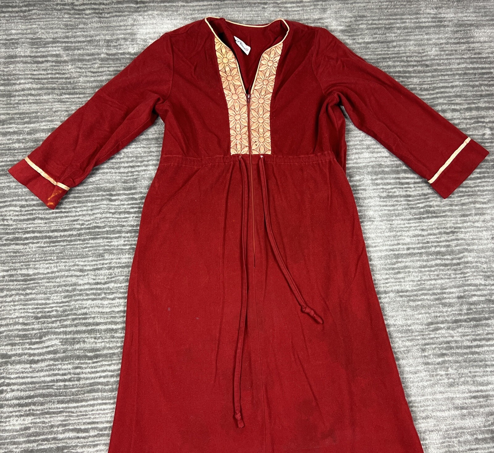 Vintage Plaza 9 Robe Womens Red Loungewear Longsleeve
