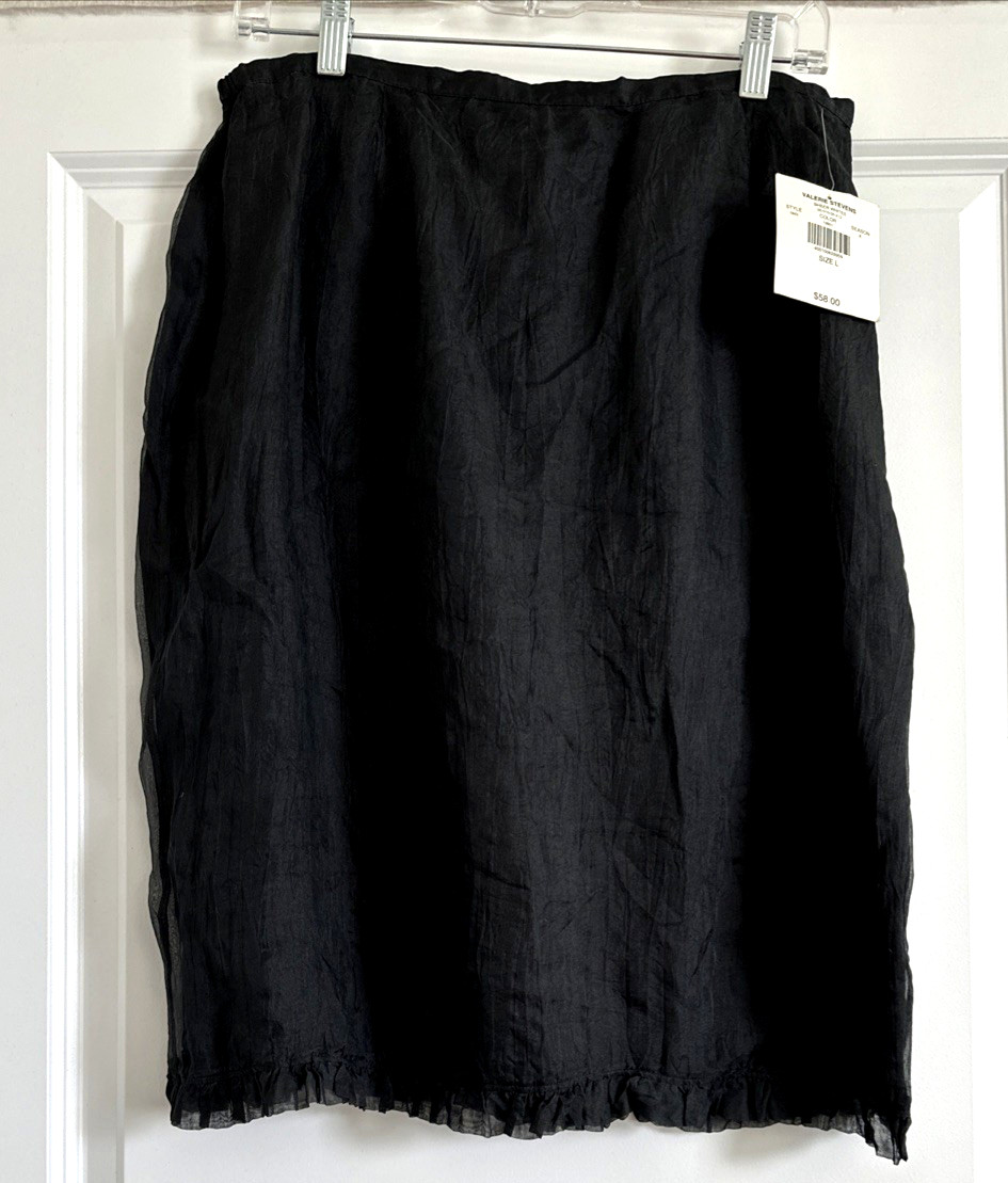 100% Silk Valerie Stevens Black Skirt Lined with 100% Silk Size Large (#D)