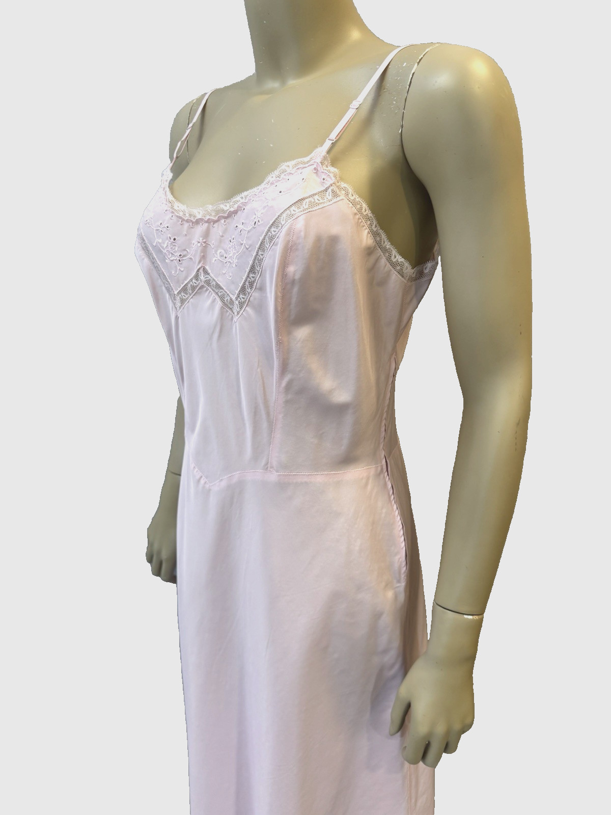 VTG BARBIZON Full Slip Dress Endear Tafredda, Crystal Pleats, Pink Sz M/L Grunge