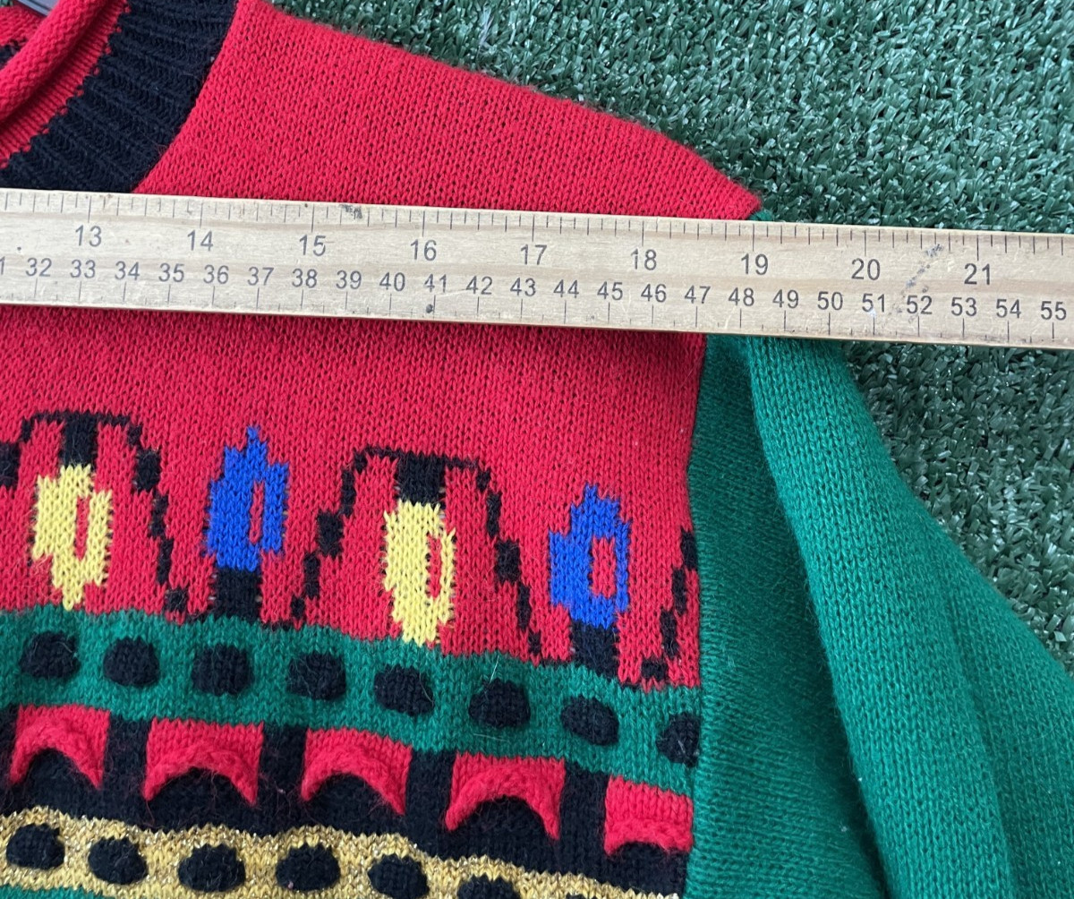 Knitwaves Sweater Knitted Christmas Bears Gifts Size Large 7575 Multicolor VTG