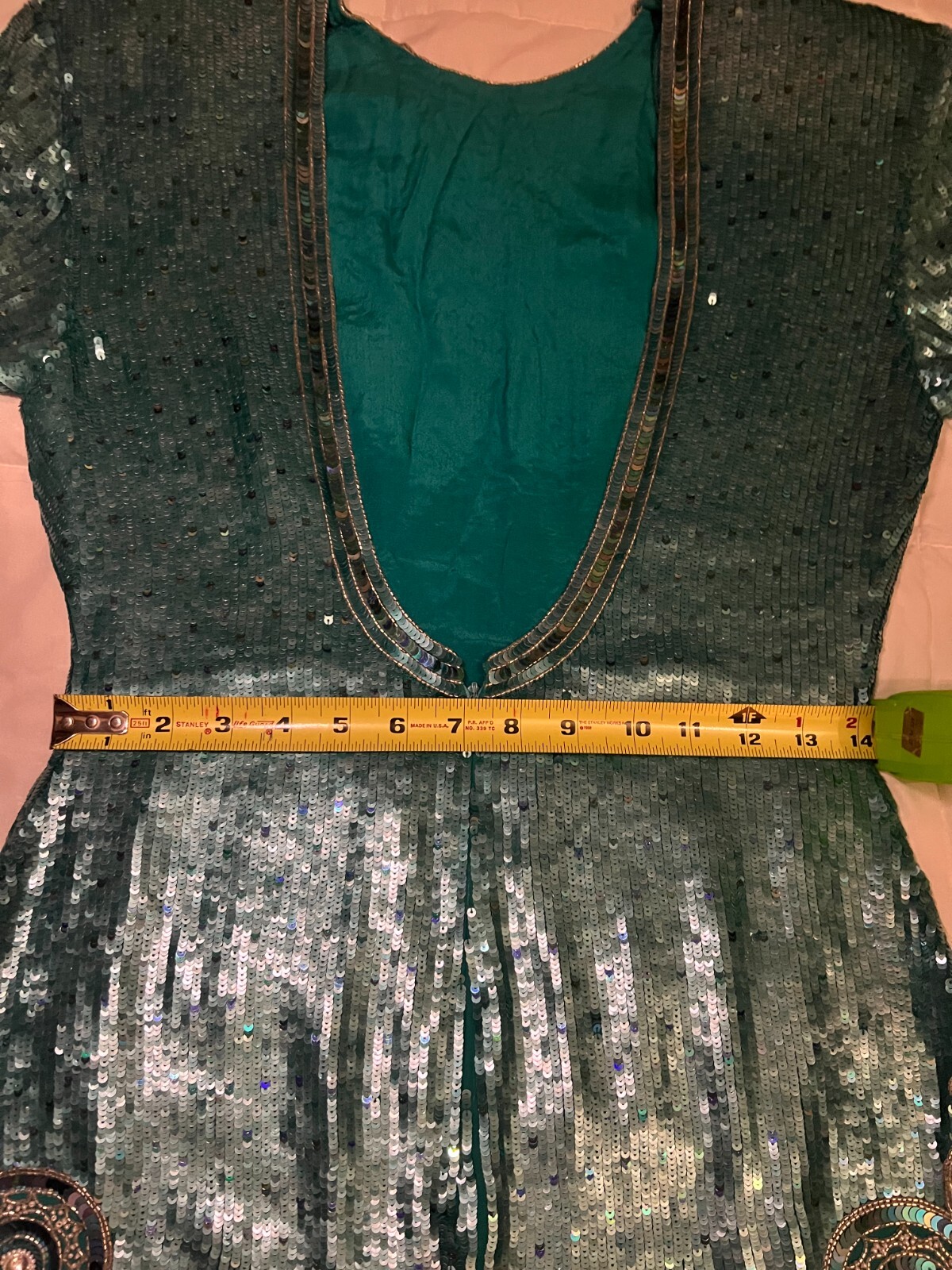 Naeem Khan Riazee Nights Blue Silver Beaded Evening Formal Dress M