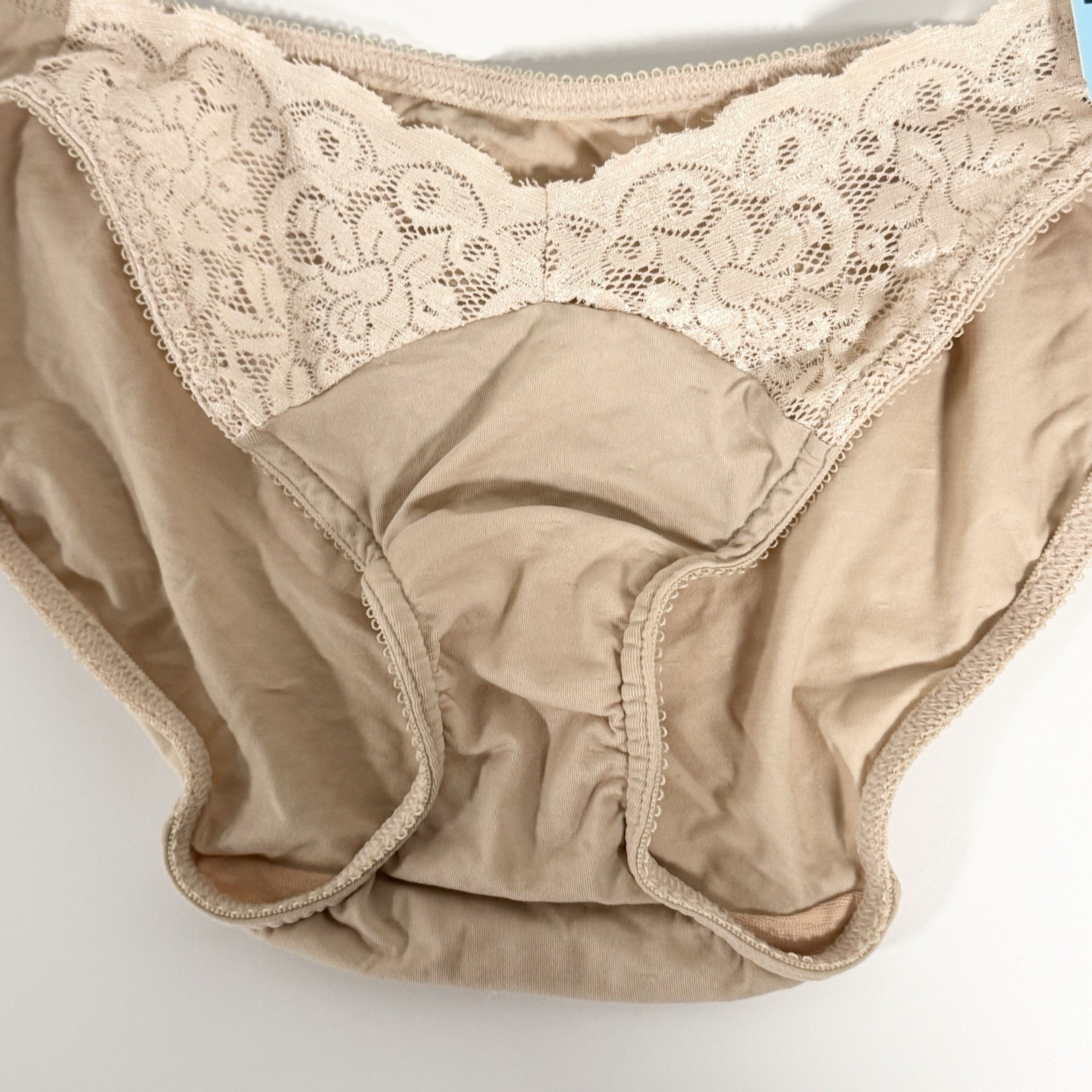 Vanity Fair Bikini Underwear Pretty Perfect Microfiber Panty Nude Lace Sz 5 Y2K
