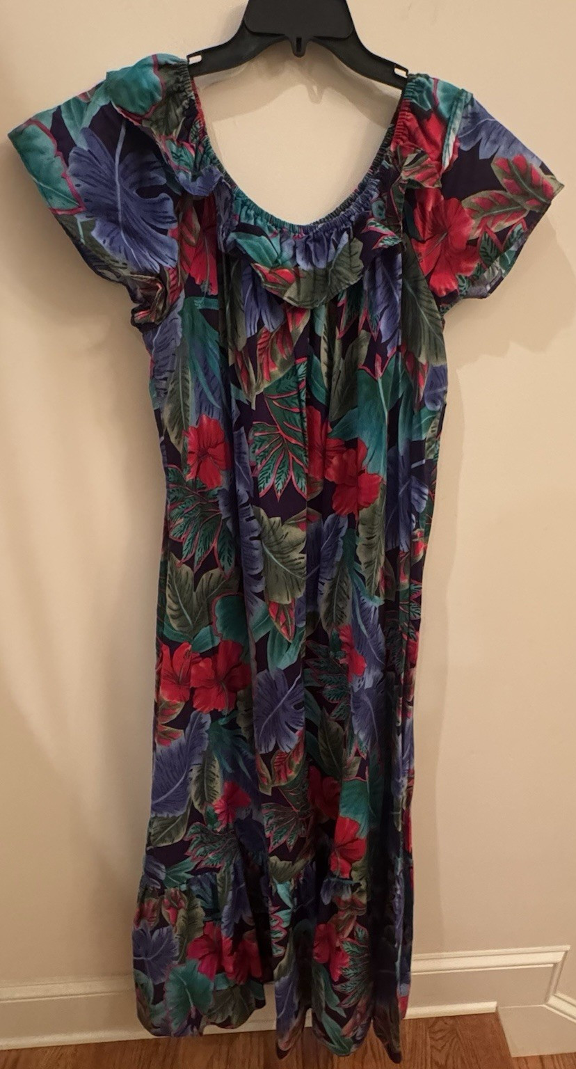 Vintage Hilo Hatties The Hawaiian Original Muumuu Floral Maxi Dress Womens XL