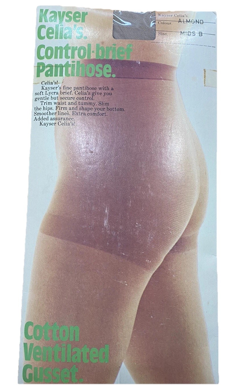 Vintage Kayser Celia’s Control Brief Pantyhose Tights Stockings MID Almond