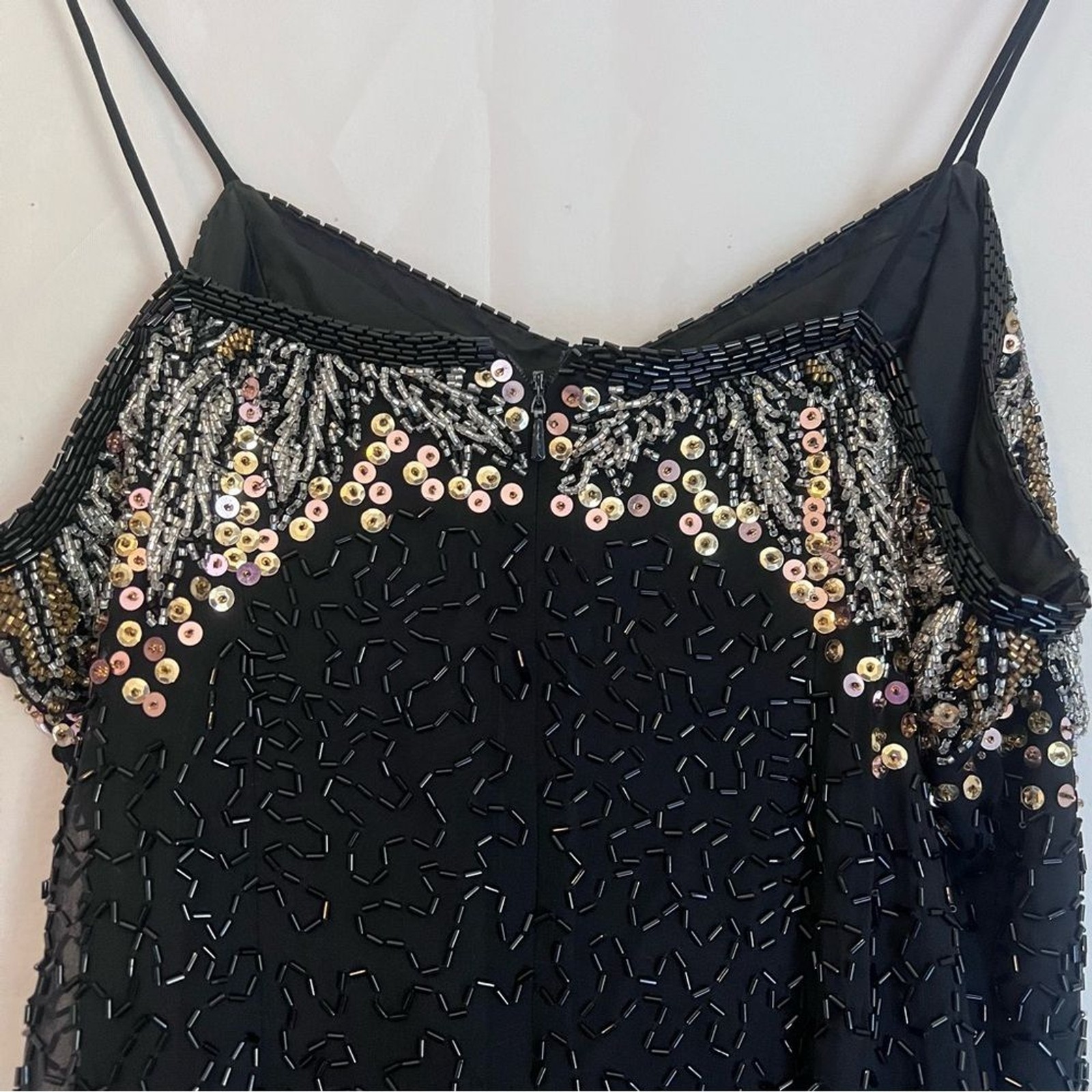 Sho Max Originals Vintage Party Dress Size Small. 100% Silk Beaded Holiday Dress