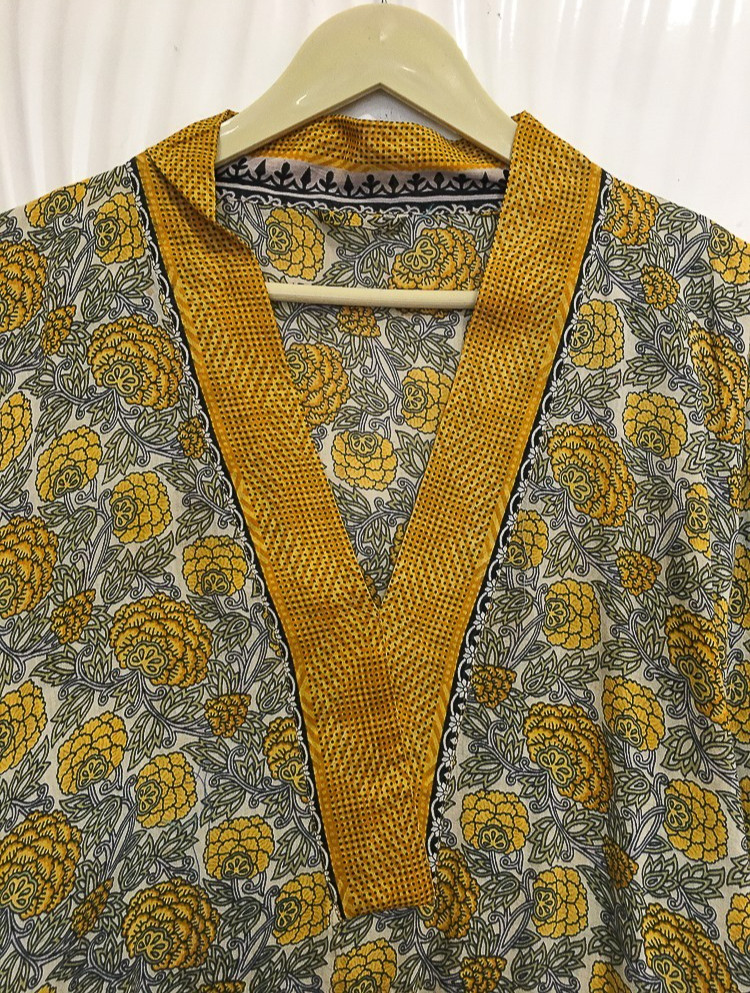 Vintage Sari Kaftan / Pure Cotton Long Maxi Dress / Luxury Resort Wear CFN1205