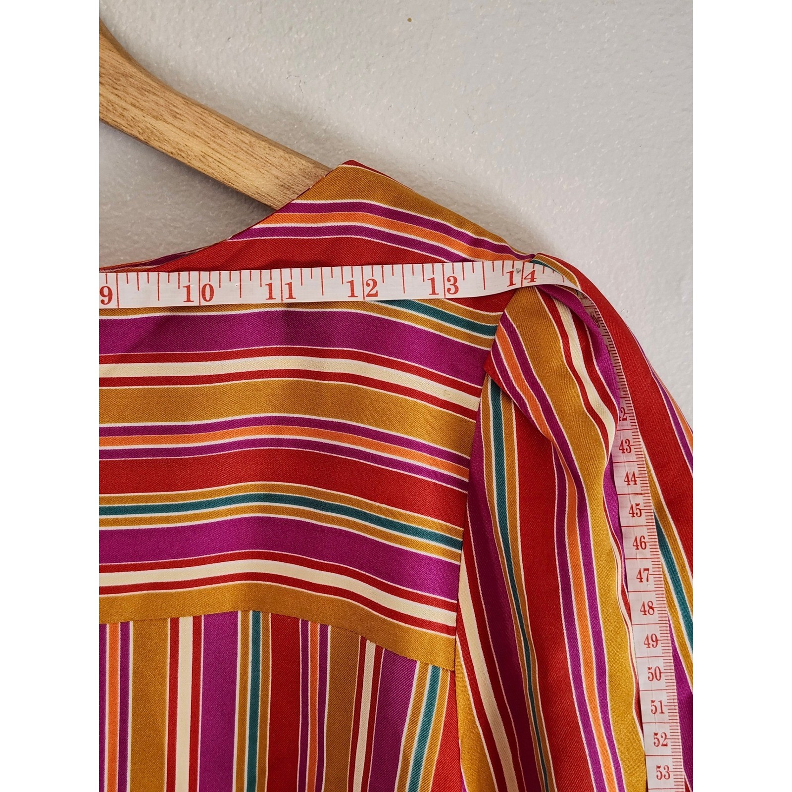 Vintage Yves Jennet Multicolor Stripe Blouse S/M Retro Colorful Statement Top