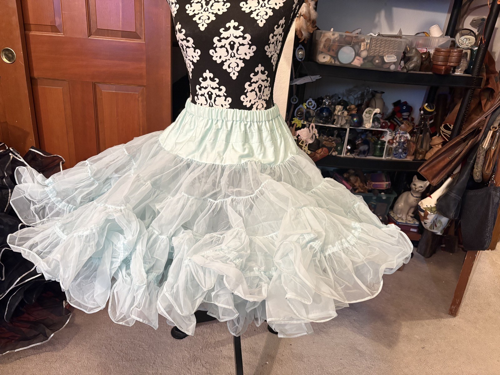 Vtg Malco Modes San Francisco Lt Blue Square Dancing Petticoat M Rockabilly NWT