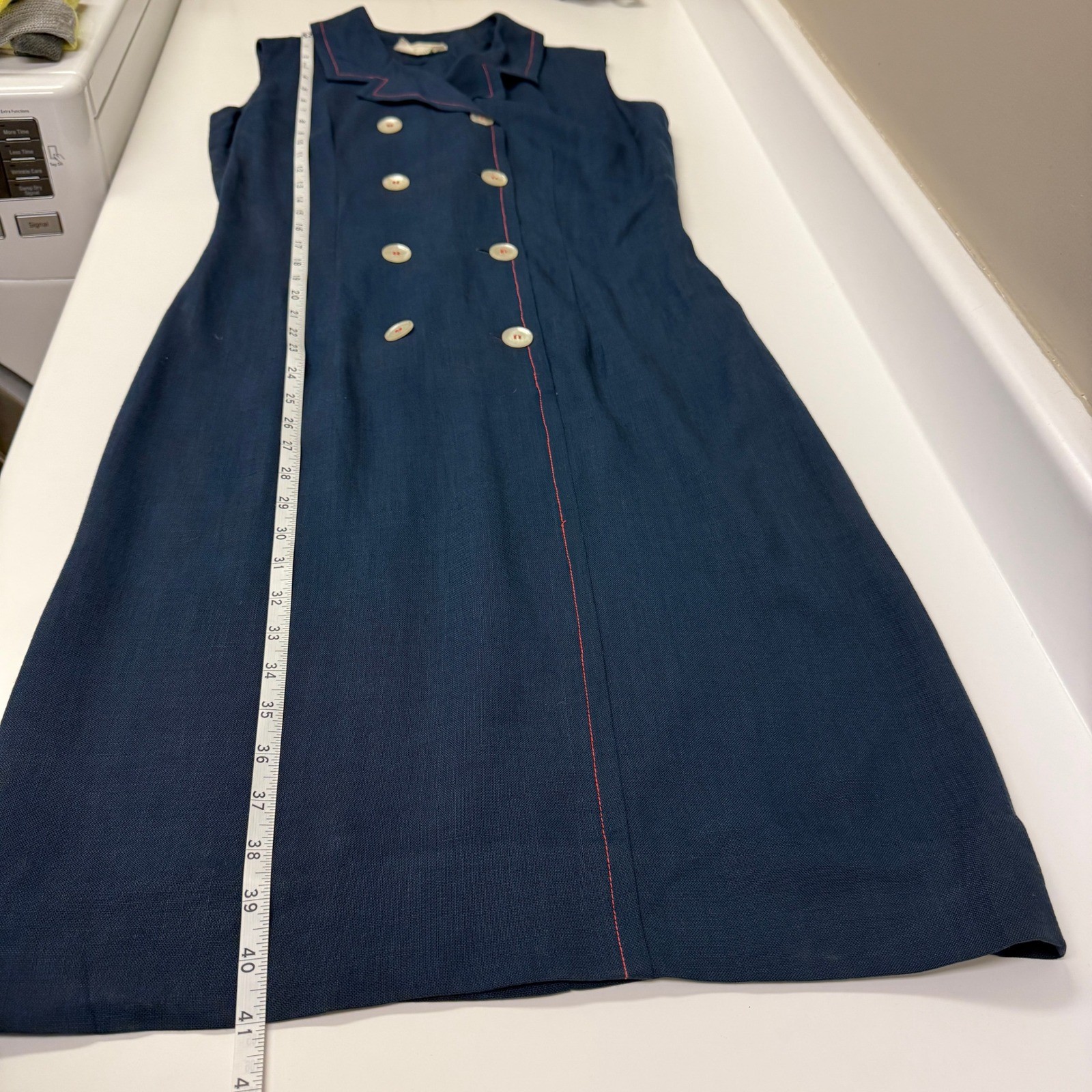 Vintage Nancy Greer Navy Blue Sailor Nautical Sheath Dress 60s ILGWU Made in USA