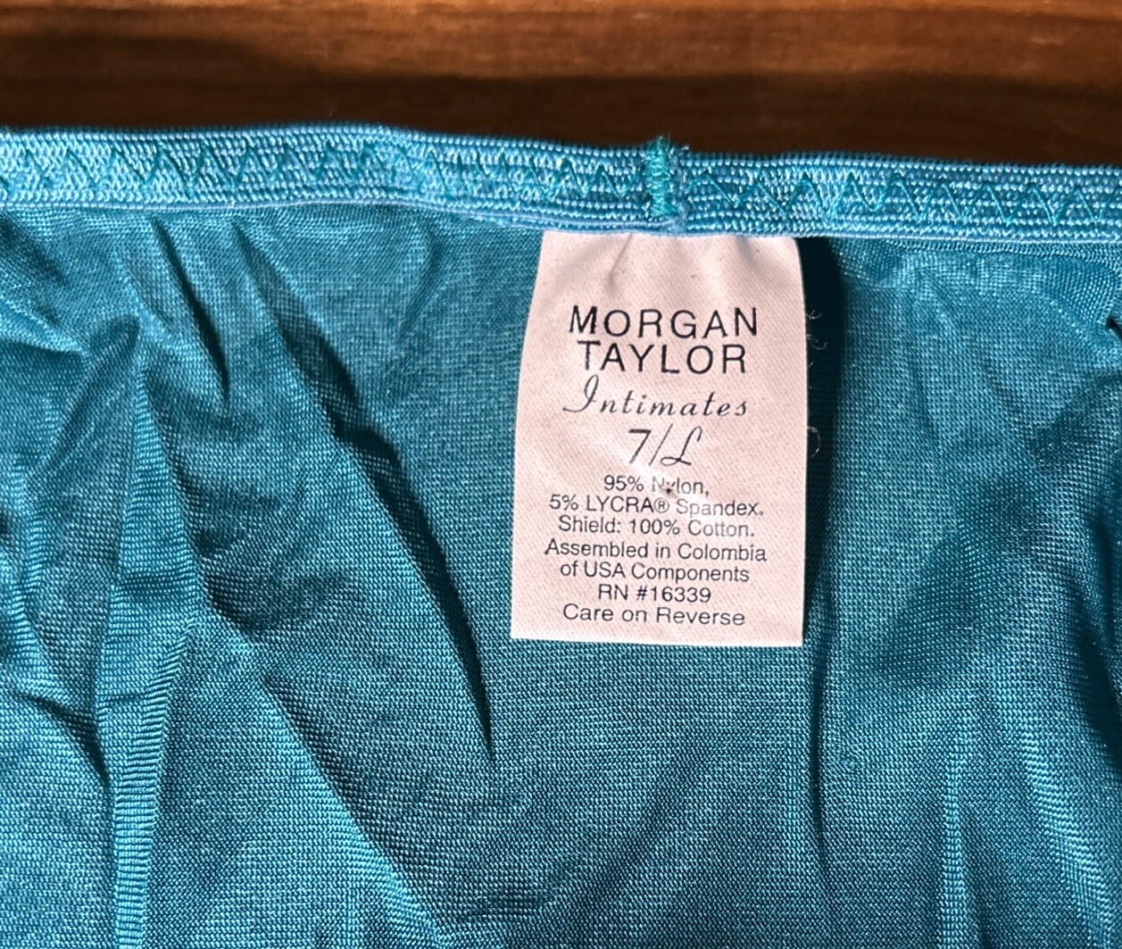 Vtg Morgan Taylor Second Skin Panties Double String 7/L High Cut Satin Nylon Y2K
