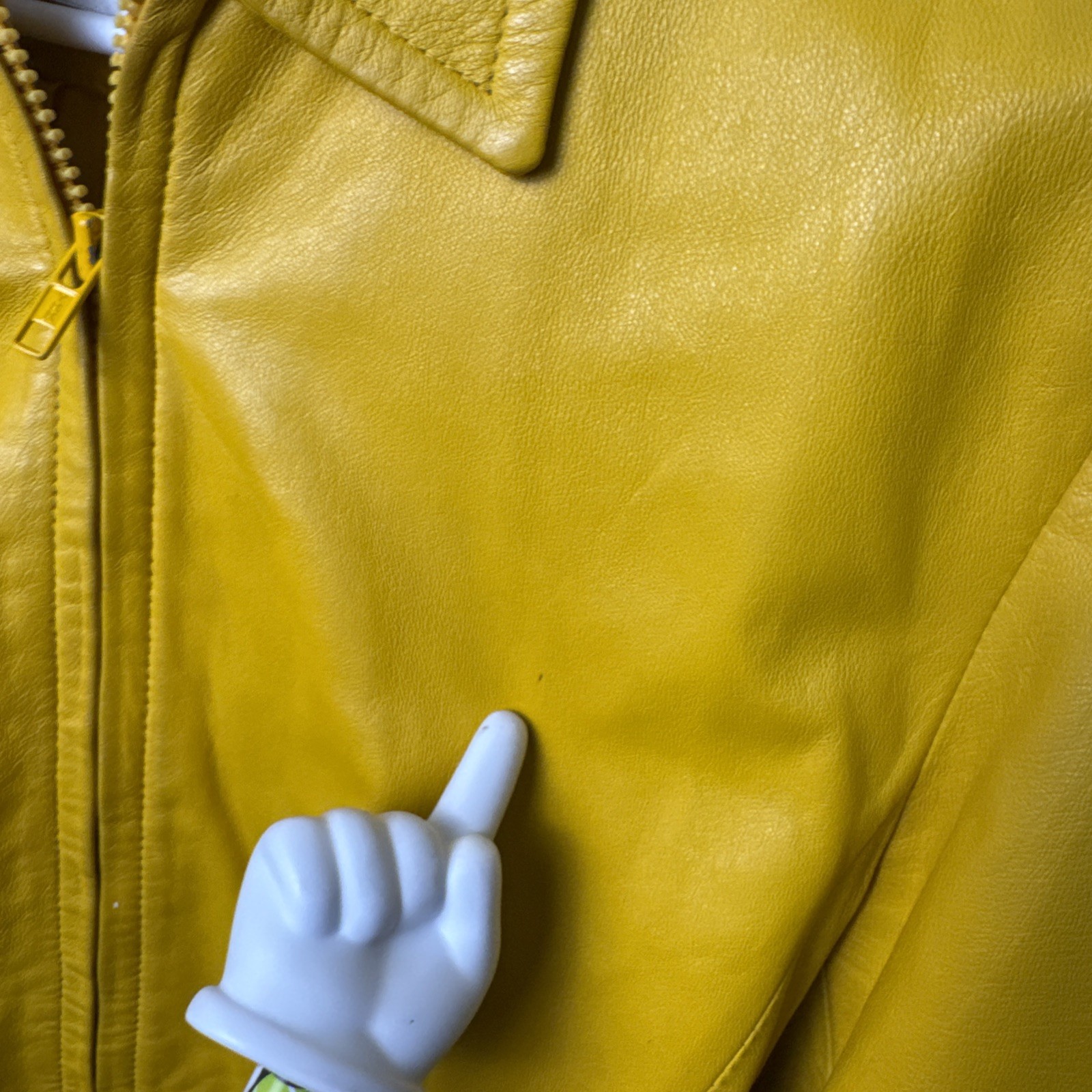 Yellow Lamb Nappa Leather Jacket Evan Davies 6 1980’s Vintage Pre-Owned Pockets