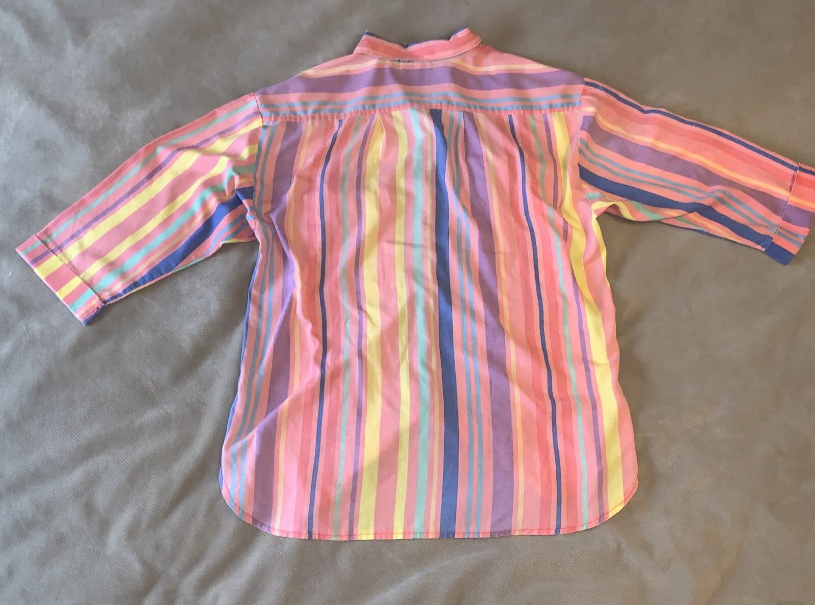 Vintage Button Up 70’s EBER San Francisco Top Pastels Striped Women’s Small ?